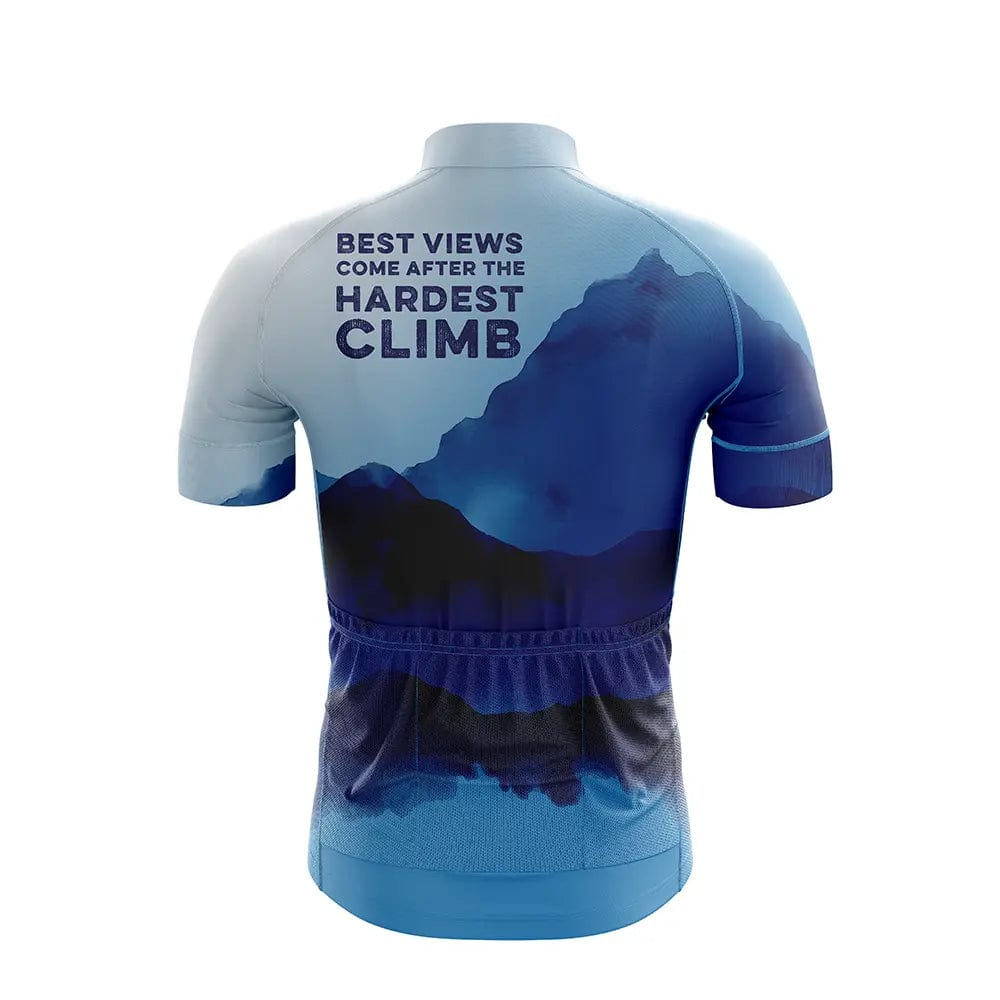 Best Views Come After The Hardest Climb Blue Short Sleeve Cycling Jersey