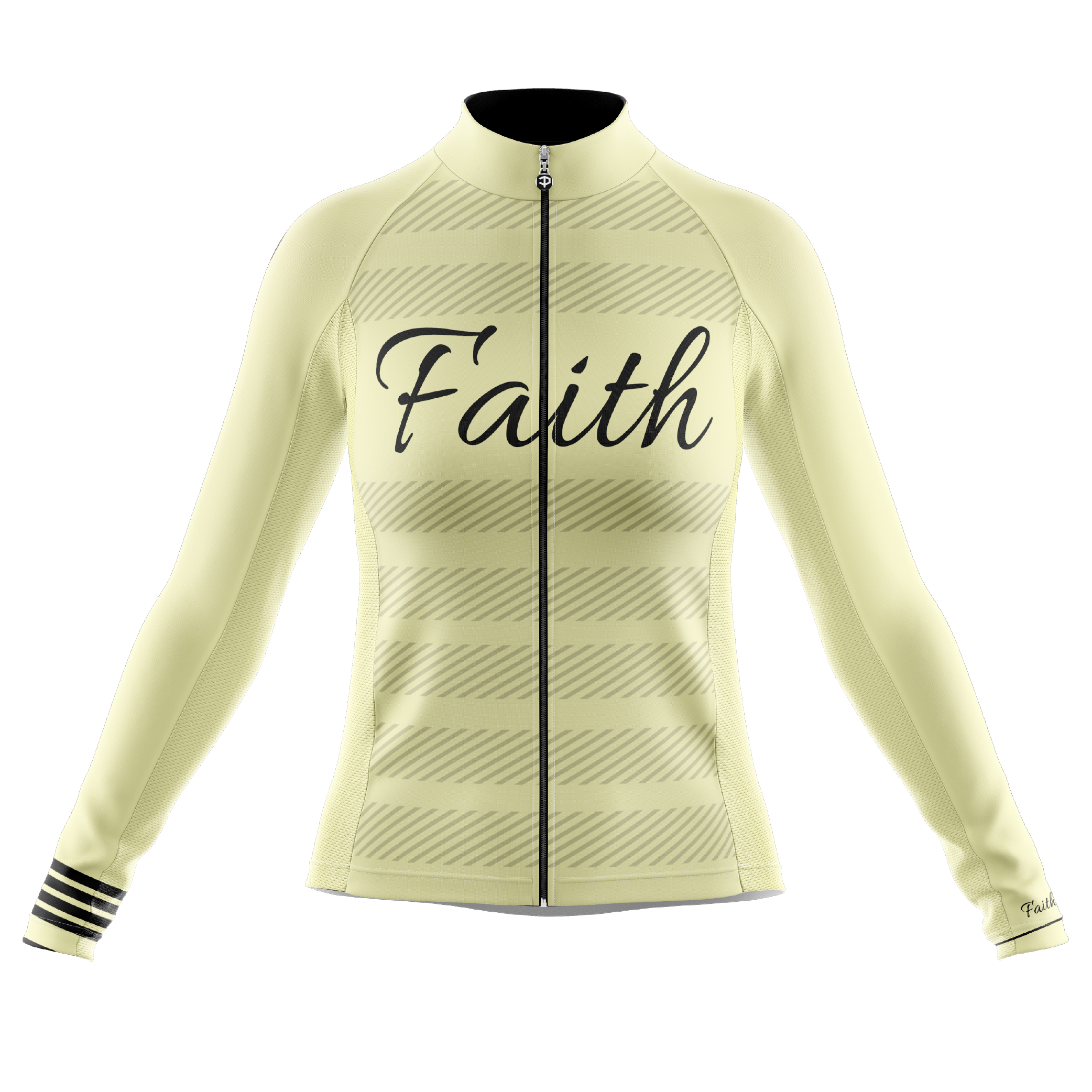 Faith Cream Color Long Sleeve Cycling Jersey