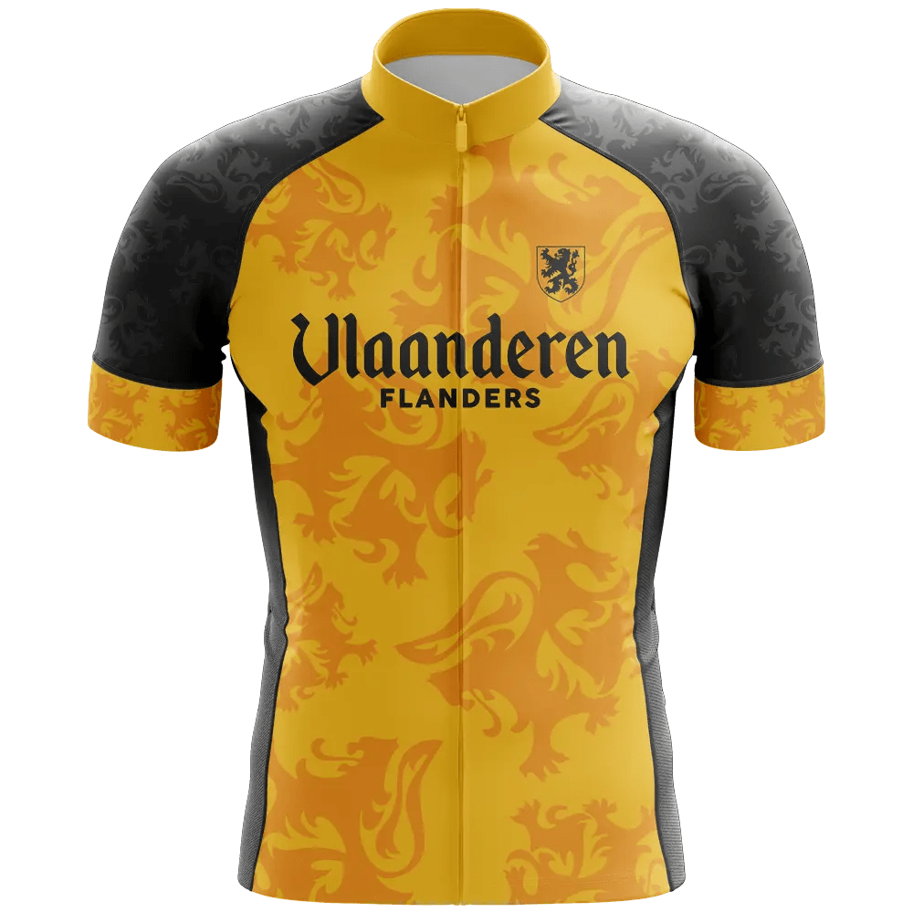 Vlaanderen Flanders Yellow Short Sleeve Cycling Jersey