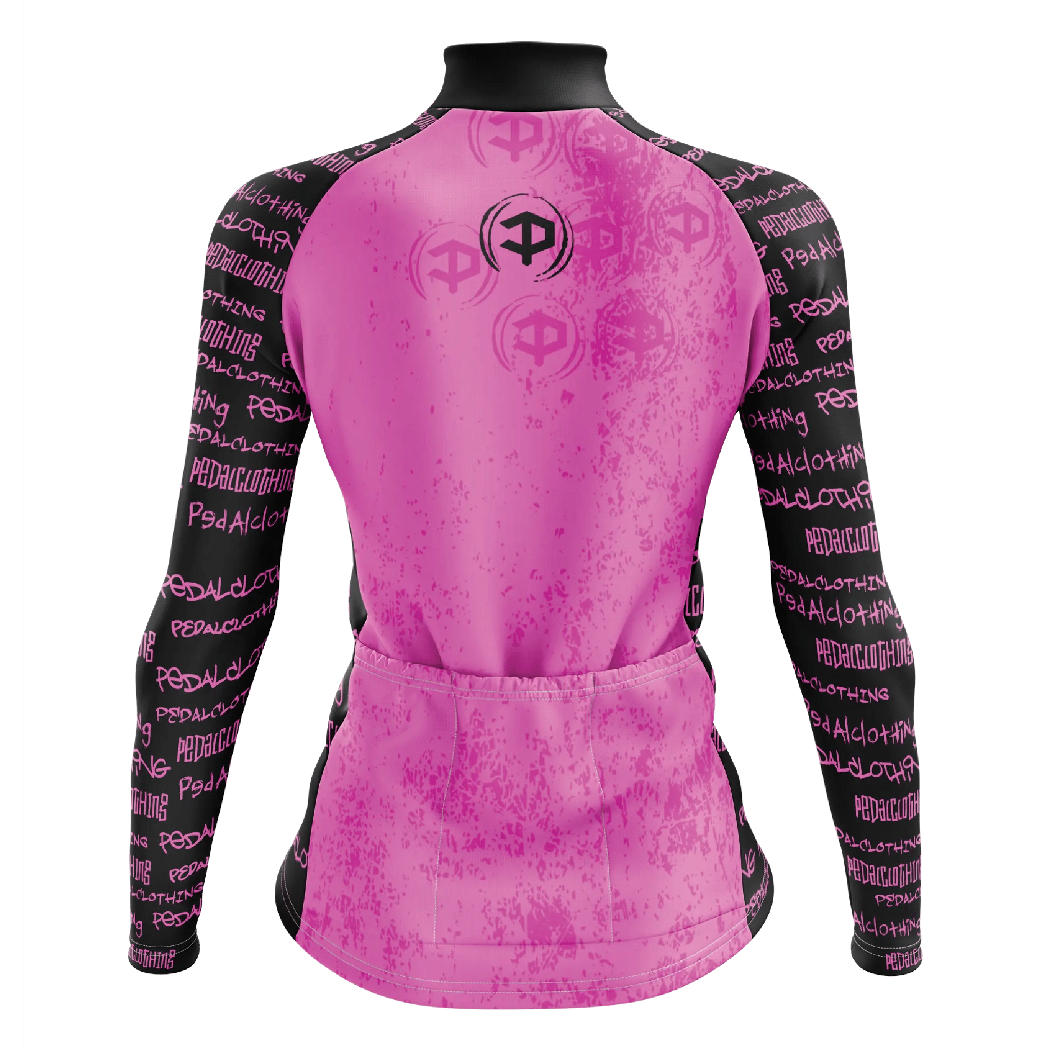 Women's Pink Grunge V1 Long Sleeve Cycling Jersey