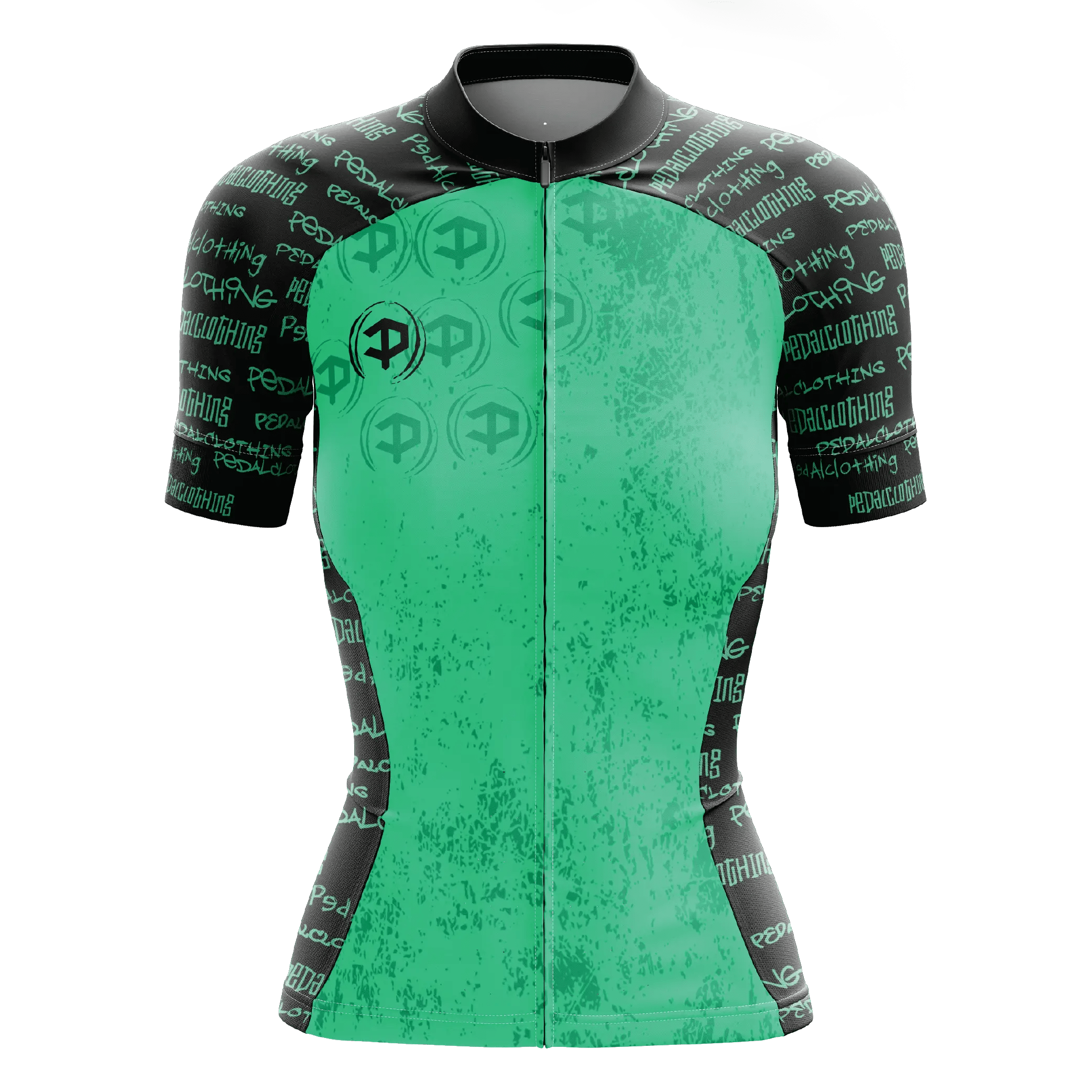 Women's Turquoise Grunge V1 Short Sleeve Cycling Jersey