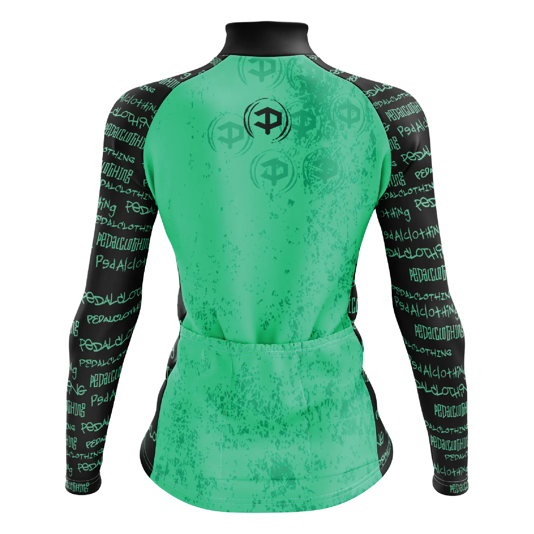Women's Turquoise Grunge V1 Long Sleeve Cycling Jersey