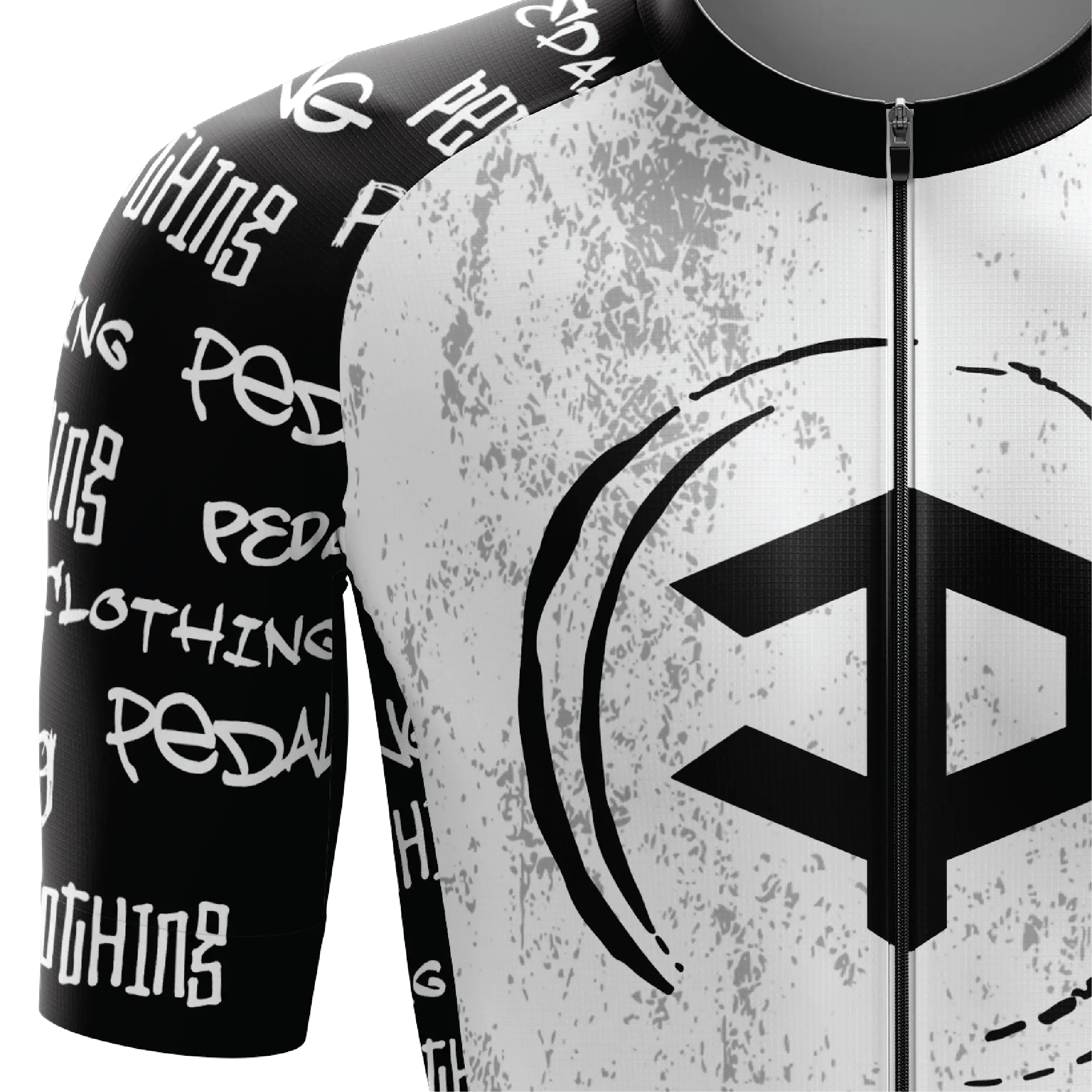 Men's White Grunge V2 Short Sleeve Cycling Jersey