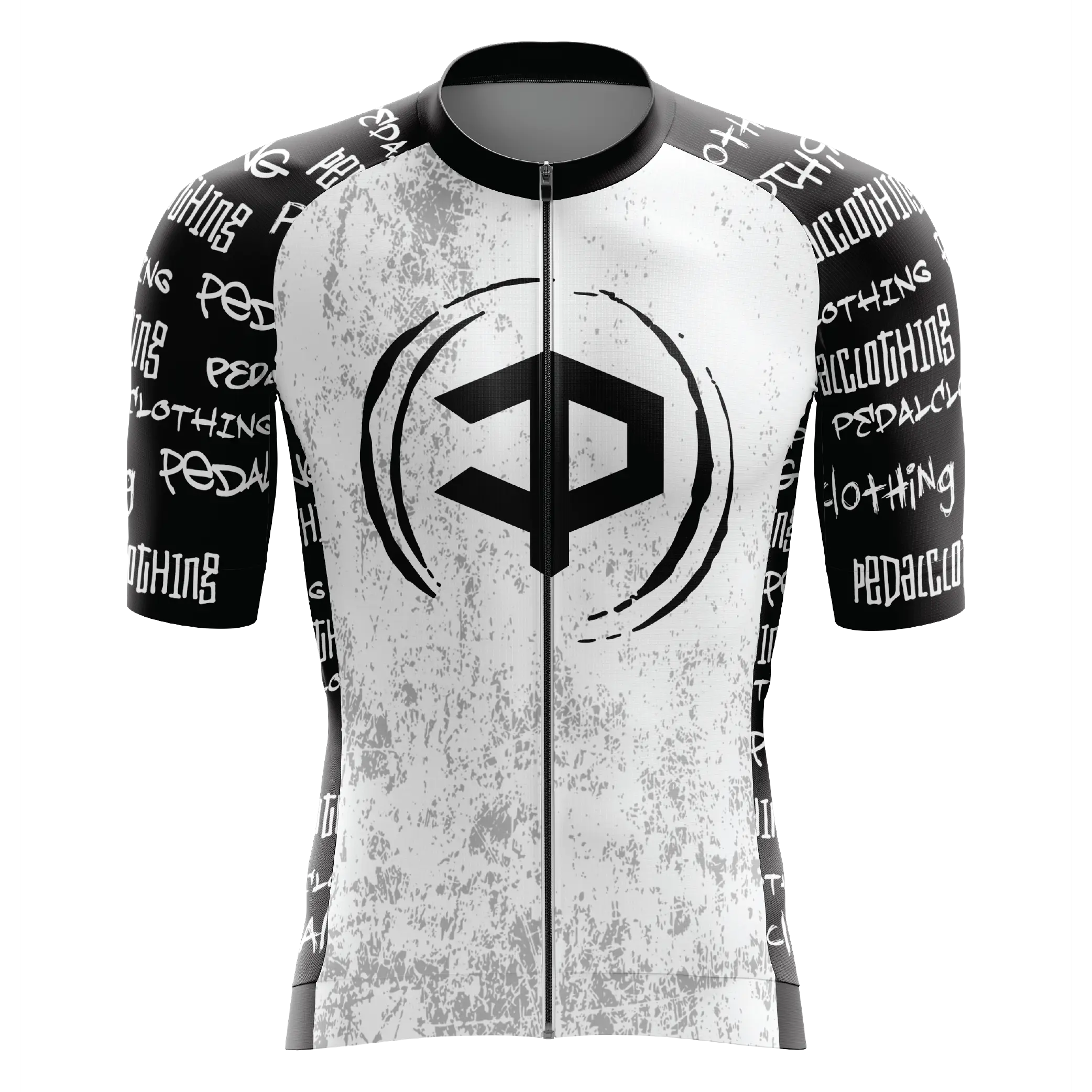 Men's White Grunge V2 Short Sleeve Cycling Jersey