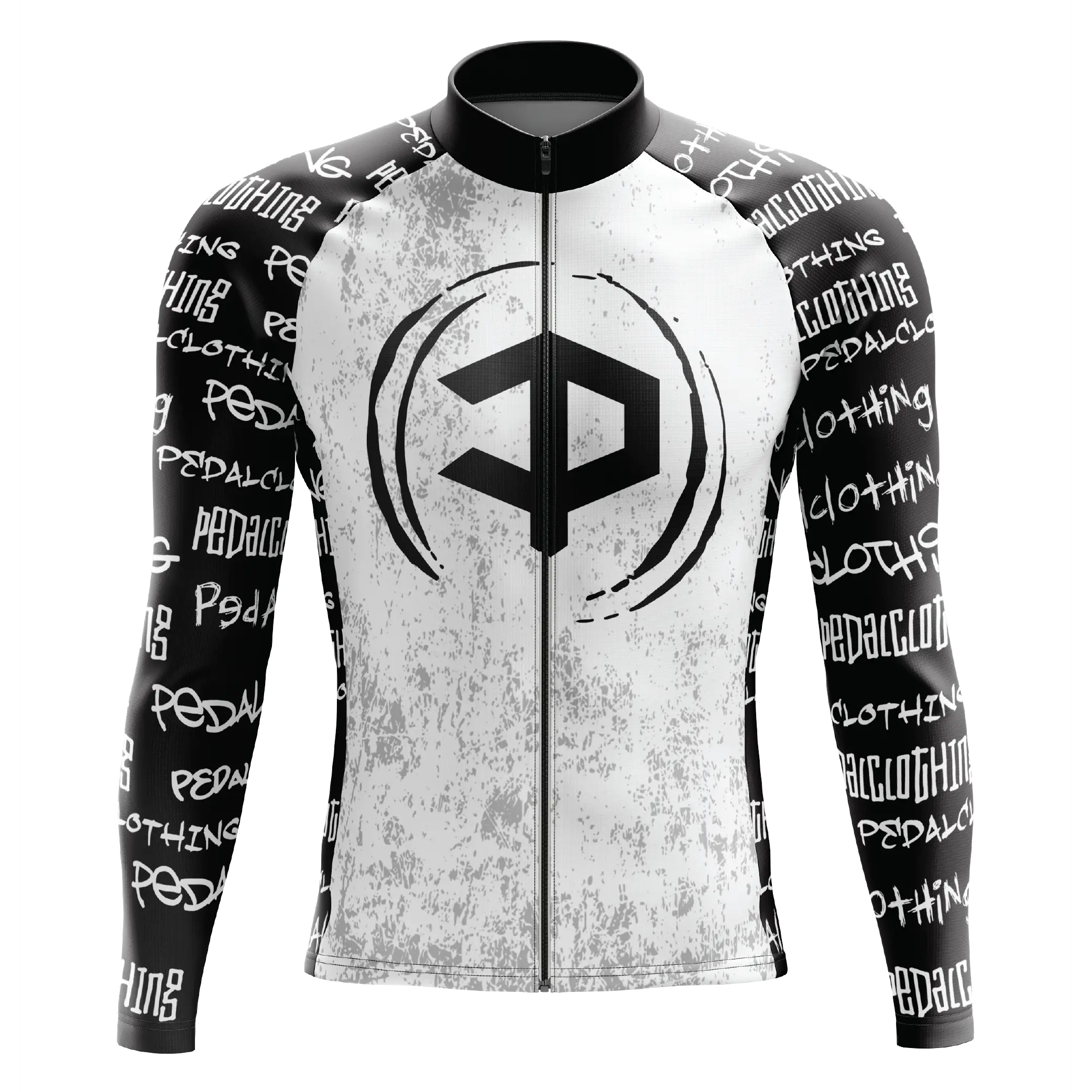 Men's White Grunge V2 Long Sleeve Cycling Jersey