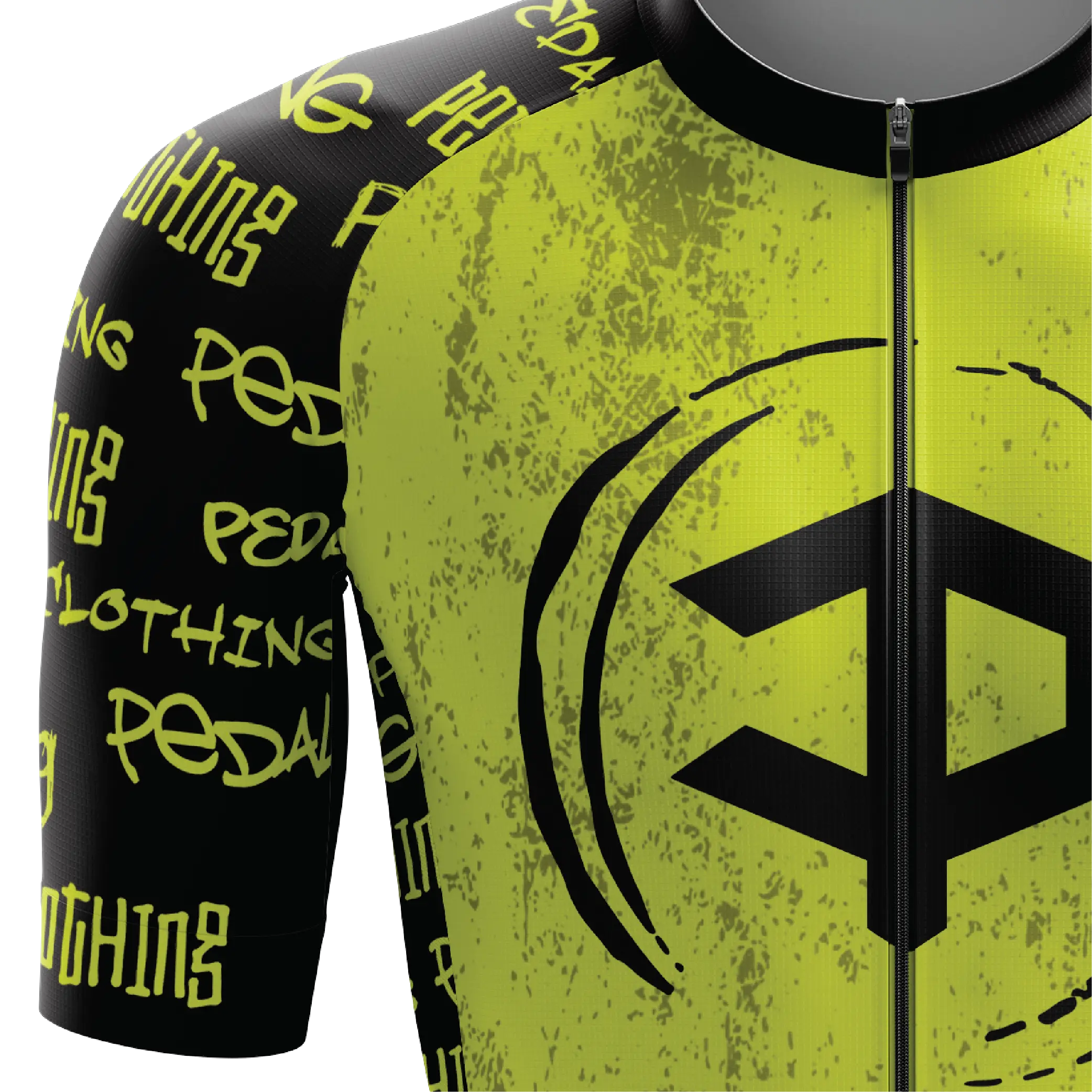 Men's Yellow Grunge V2 Short Sleeve Cycling Jersey