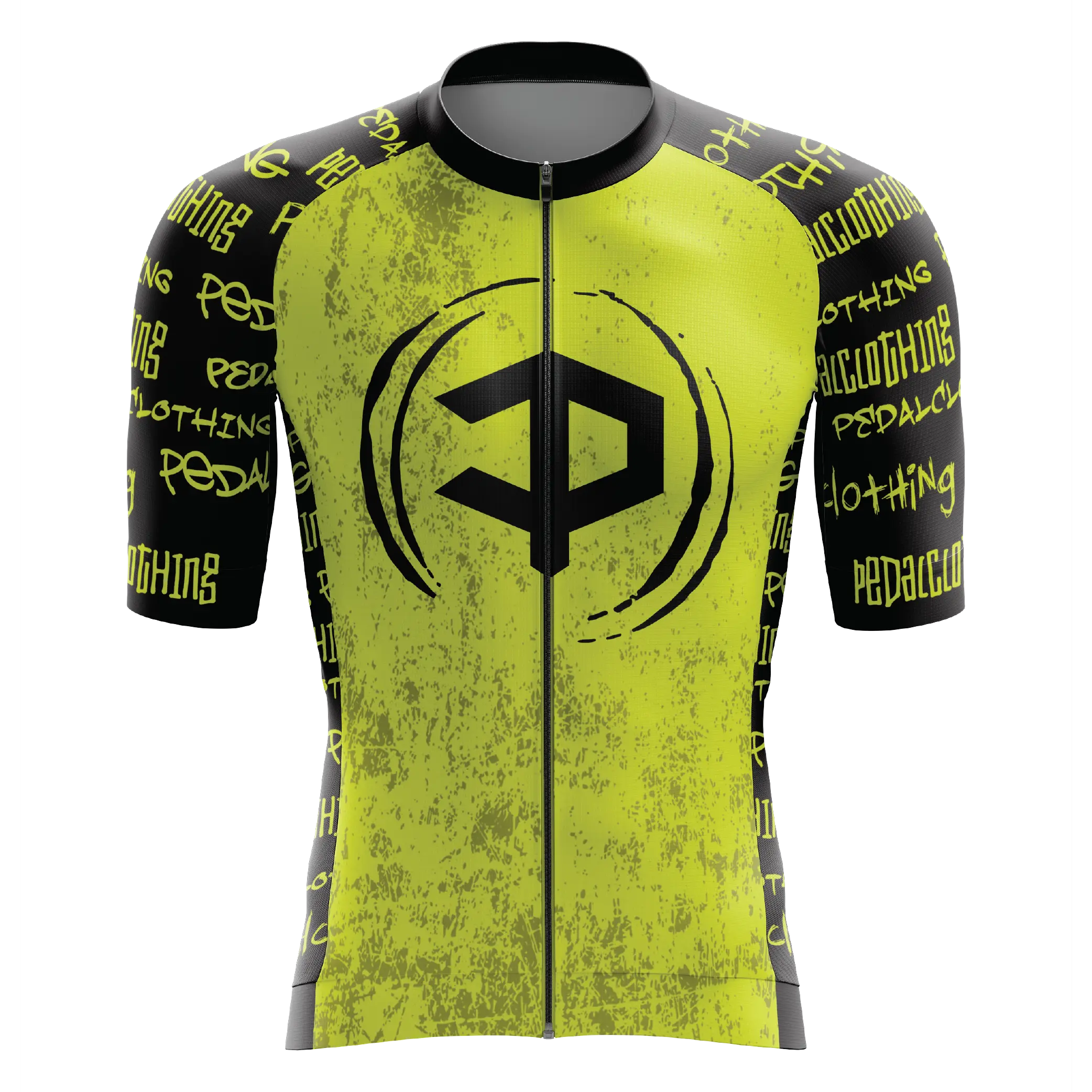 Men's Yellow Grunge V2 Short Sleeve Cycling Jersey