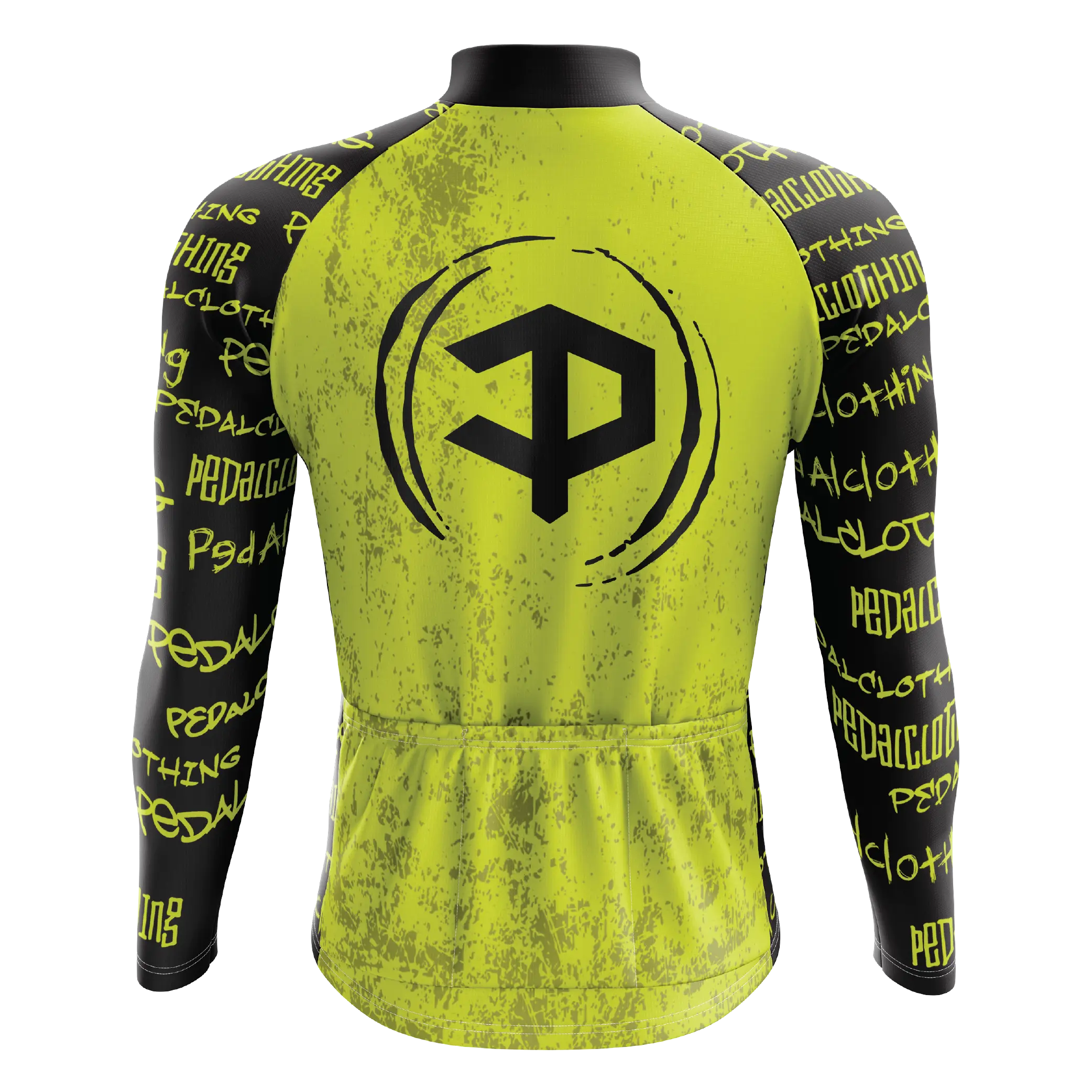 Men's Yellow Grunge V2 Long Sleeve Cycling Jersey