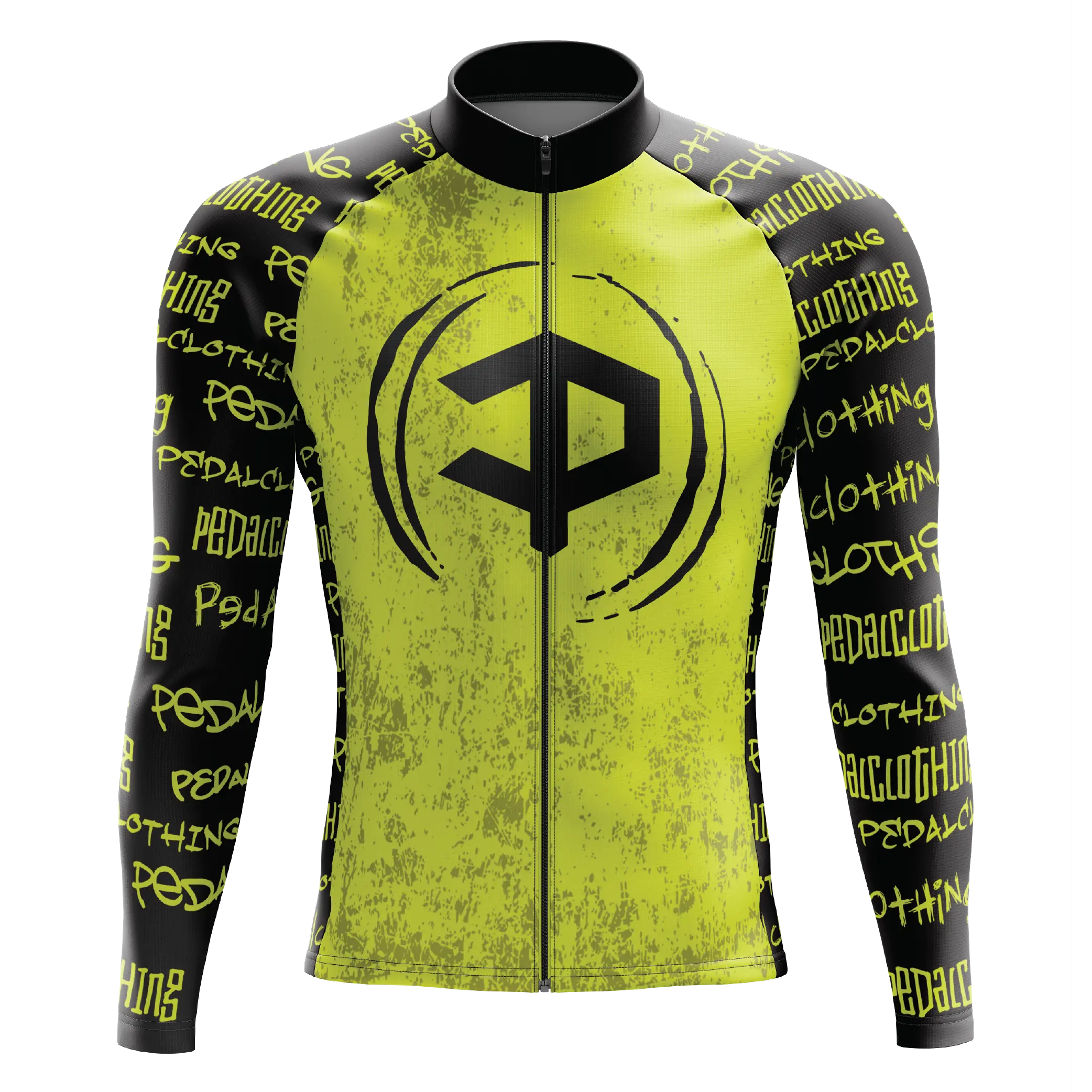 Men's Yellow Grunge V2 Long Sleeve Cycling Jersey