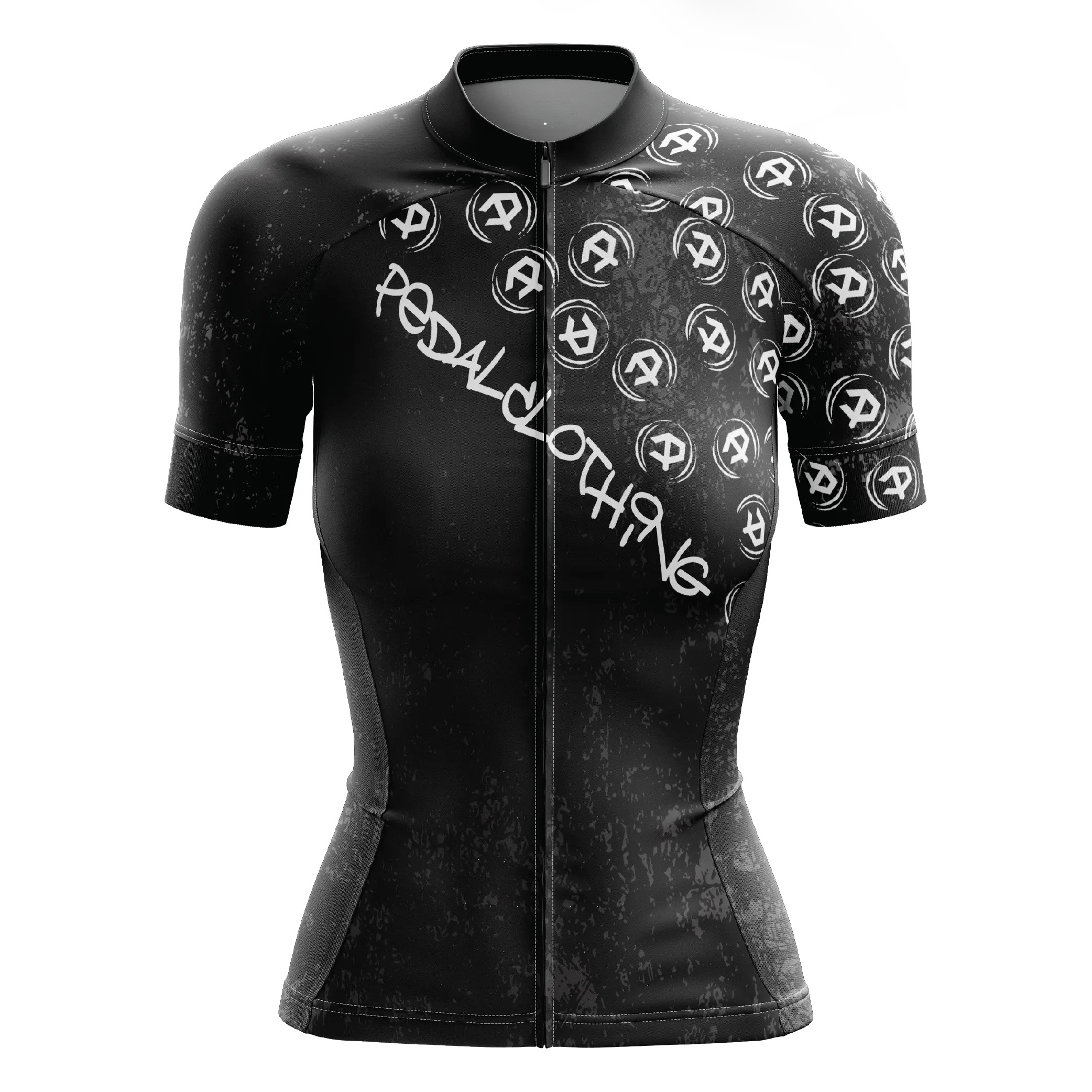 Women's Black Grunge V3 Short Sleeve Cycling Jersey