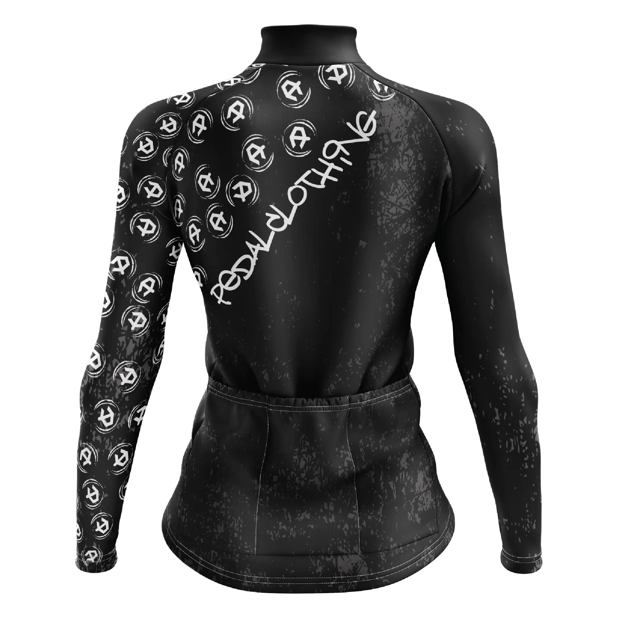 Women's Black Grunge V3 Long Sleeve Cycling Jersey