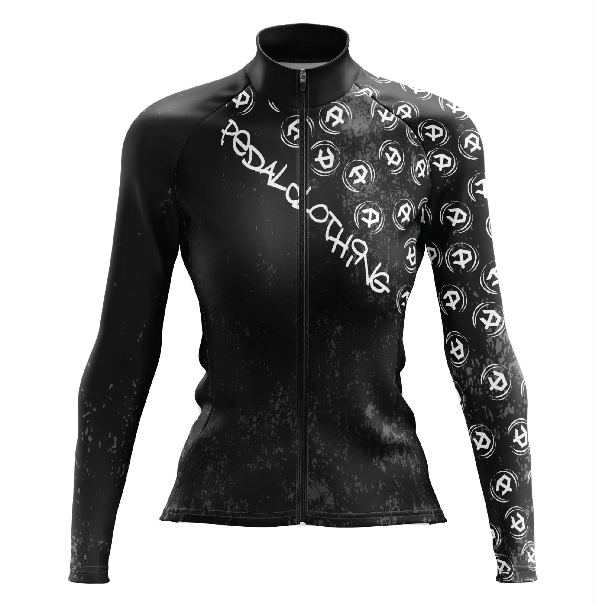 Women's Black Grunge V3 Long Sleeve Cycling Jersey