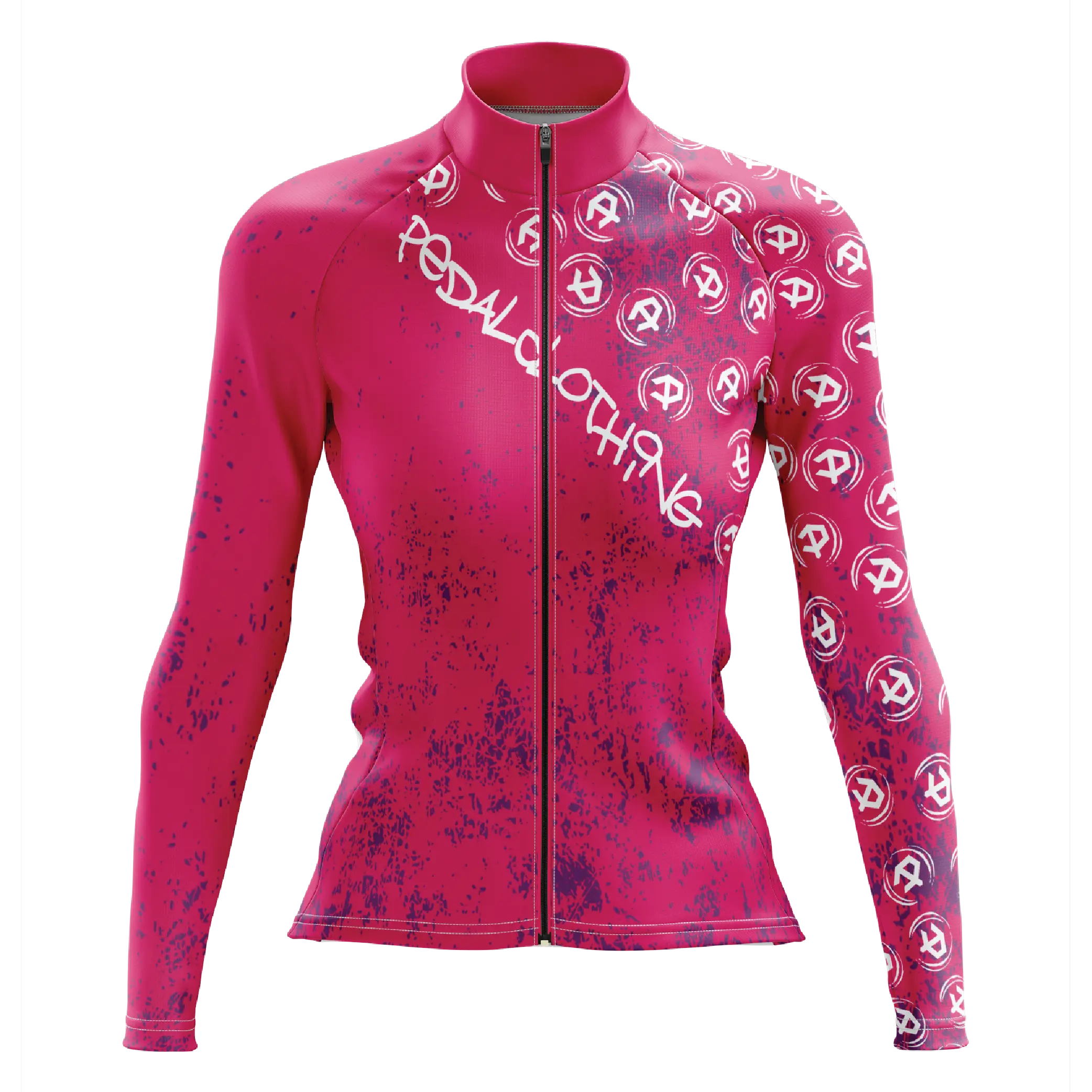 Women's Purple Grunge V3 Long Sleeve Cycling Jersey