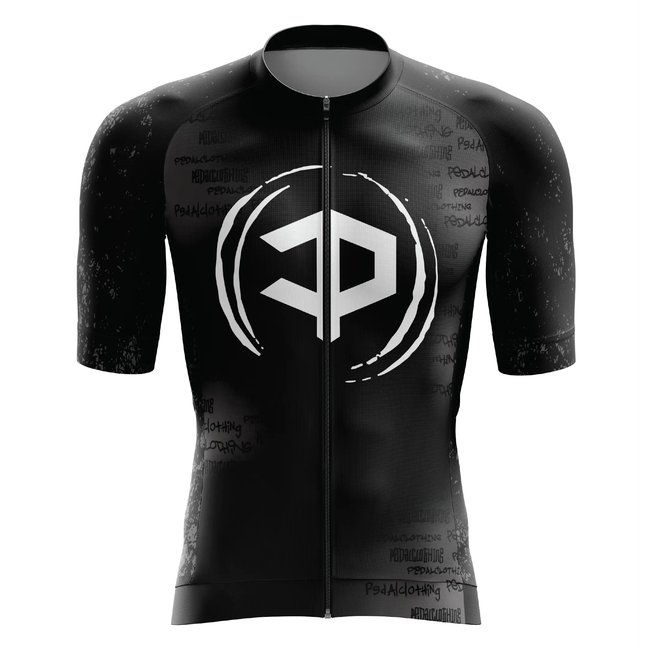 Men's Black Grunge V4 Short Sleeve Cycling Jersey