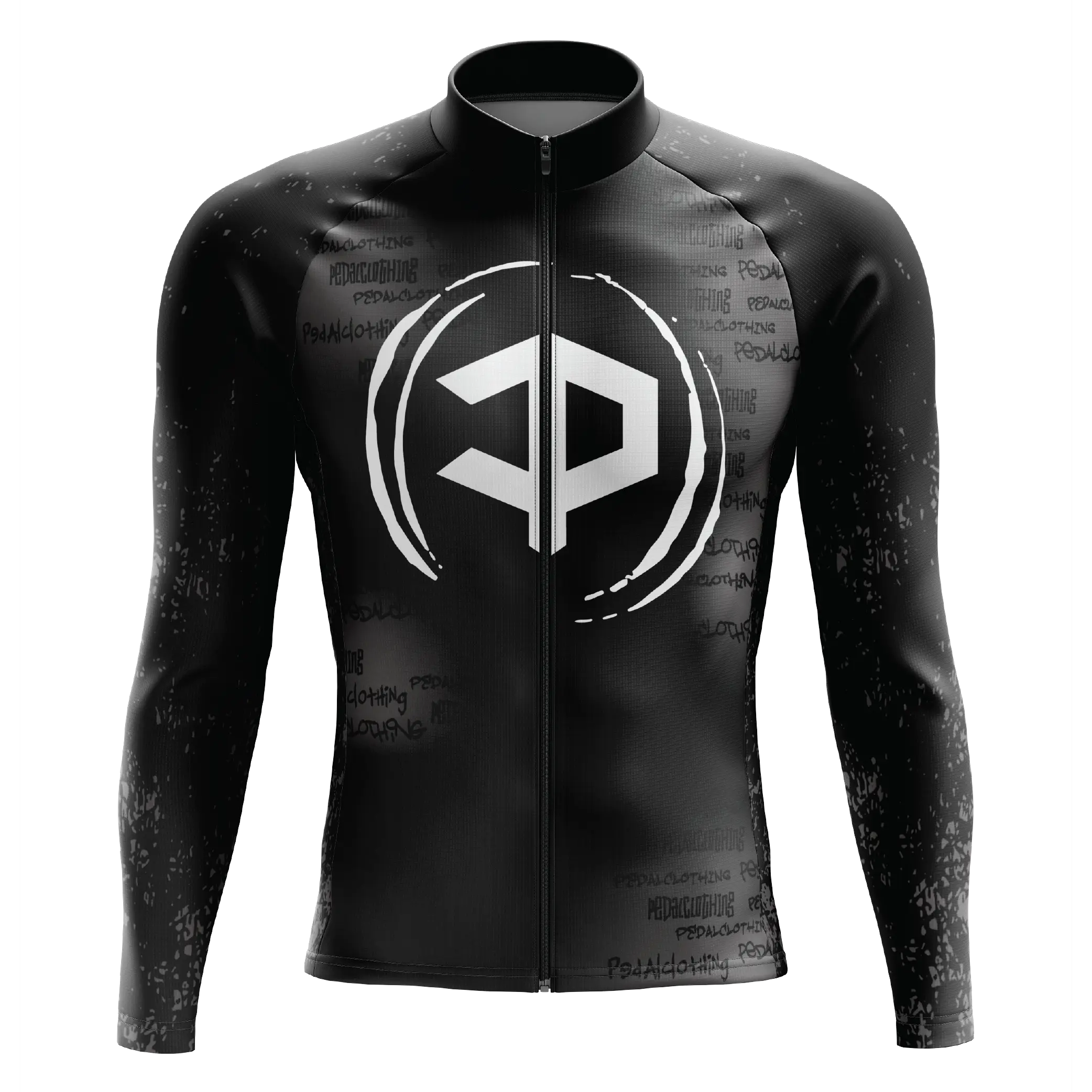 Men's Black Grunge V4 Long Sleeve Cycling Jersey