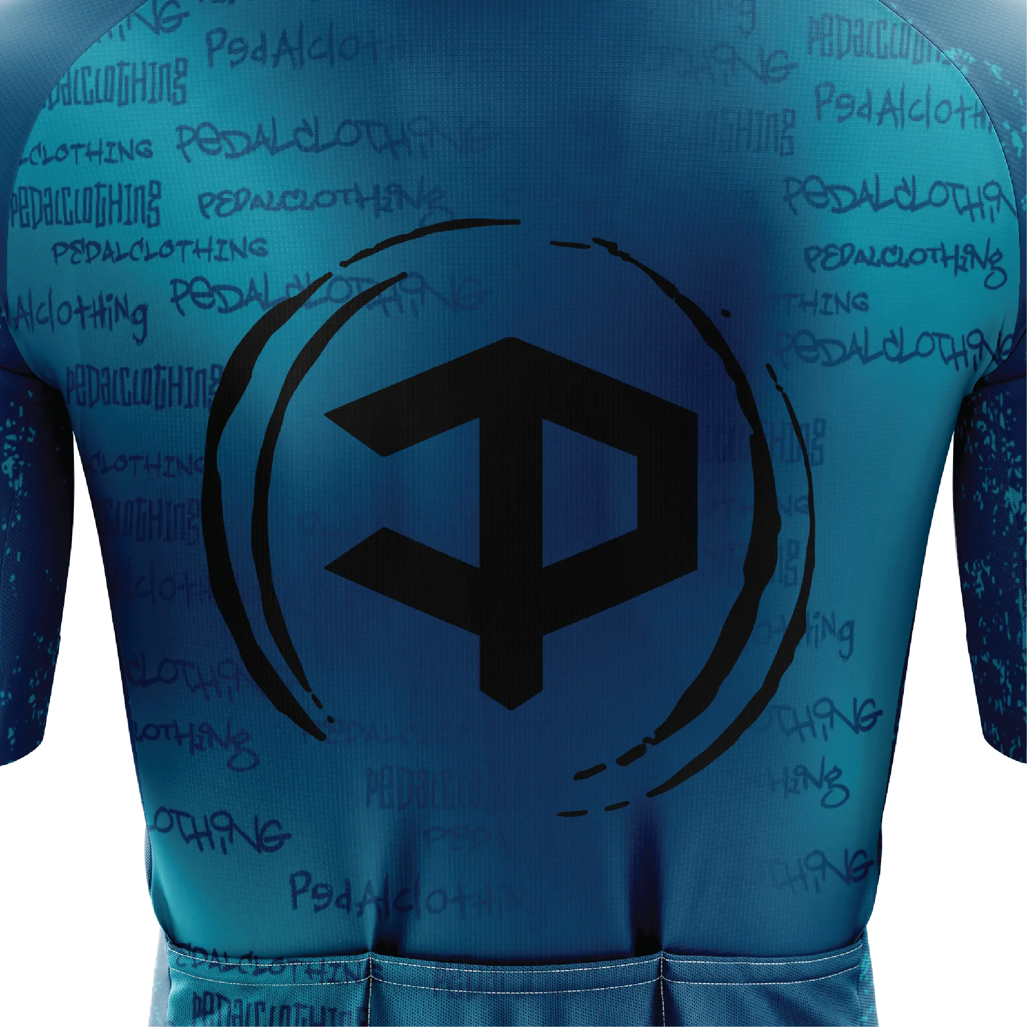 Men's Blue Grunge V4 Short Sleeve Cycling Jersey