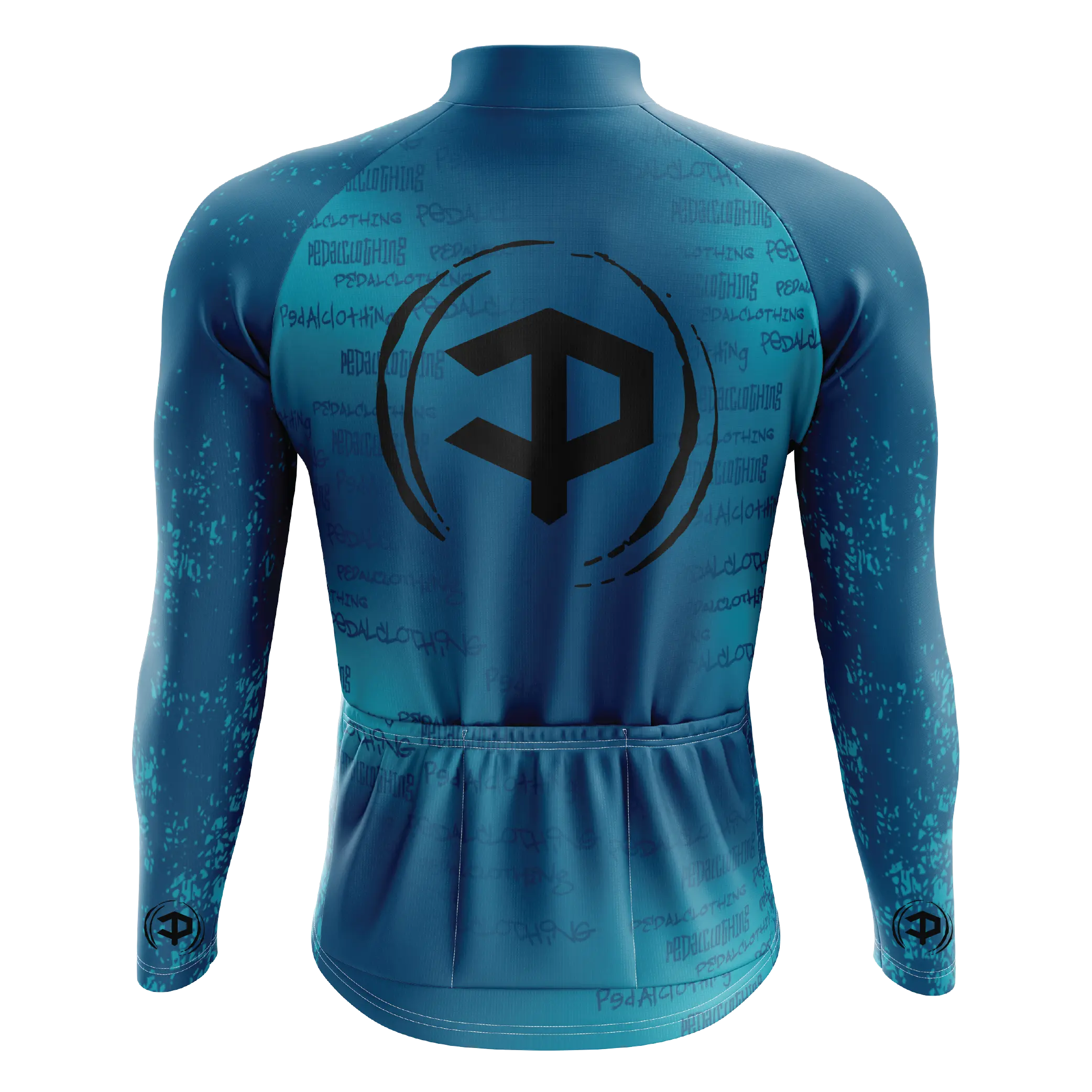 Men's Blue Grunge V4 Long Sleeve Cycling Jersey