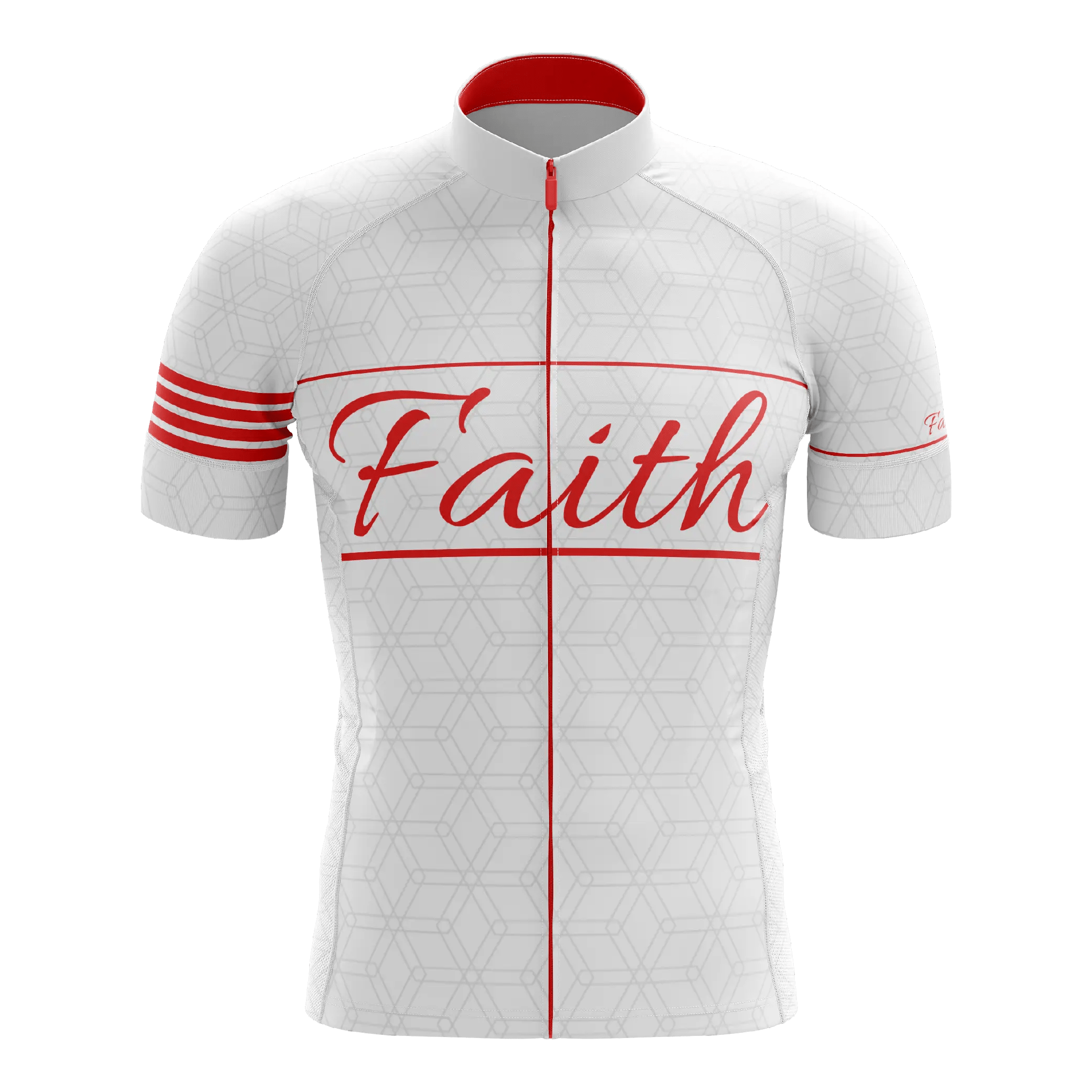pedaled bike clothing Faith White & Red Short Sleeve Cycling Jersey