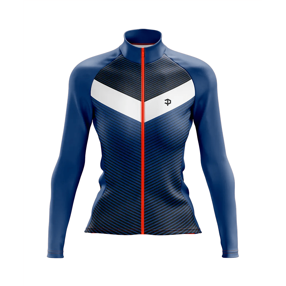 Women's V For Velo Blue Long Sleeve Cycling Jersey