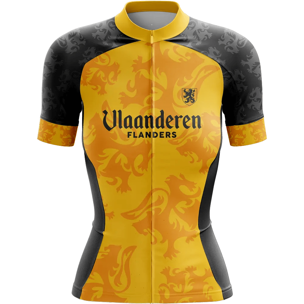 Vlaanderen Flanders Yellow Short Sleeve Cycling Jersey