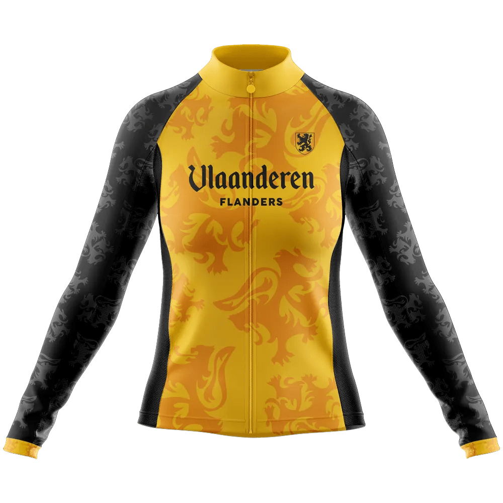 Vlaanderen Flanders Yellow Long Sleeve Cycling Jersey