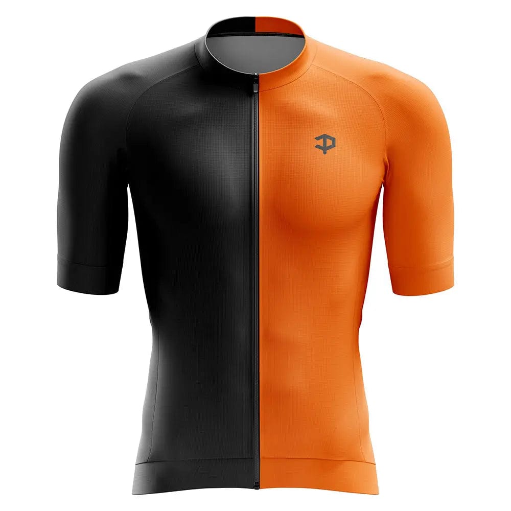 Men's Essential Black & Orange Short Sleeve Cycling Jersey