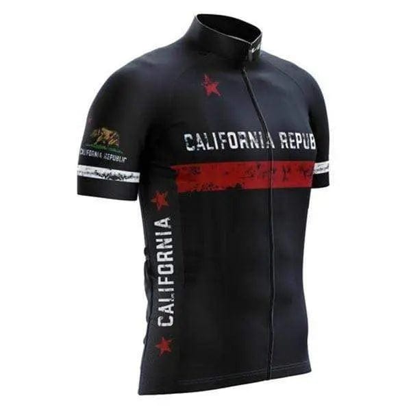 California Republic Black Short Sleeve Cycling Jersey