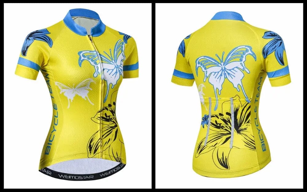 Yellow Butterfly Women's Short Sleeve Cycling Jersey