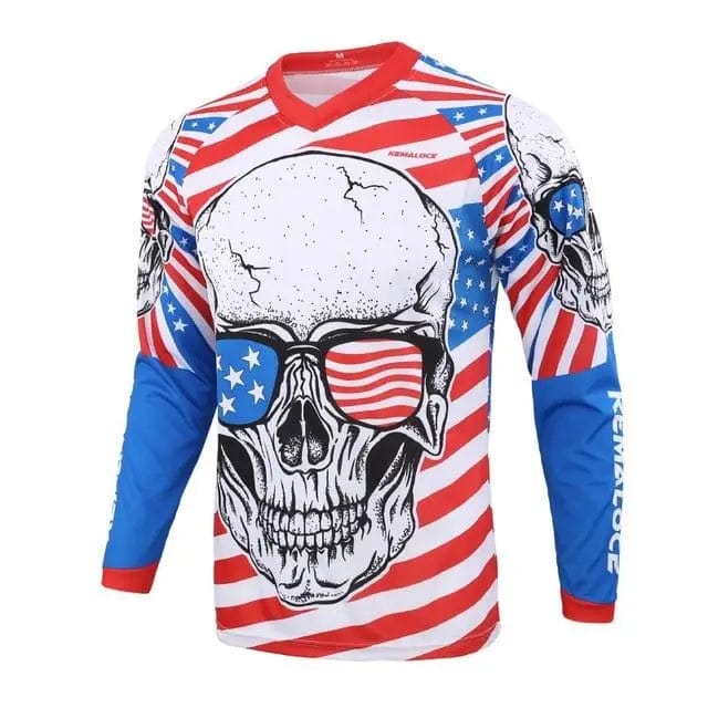 Mountain Bike USA Skull Long Sleeve Jersey