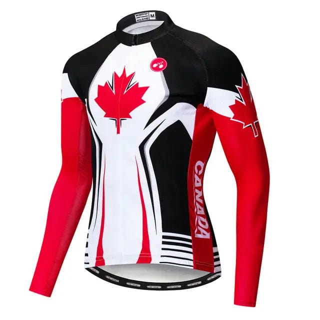 Canada Red Black & White Long Sleeve Cycling Jersey