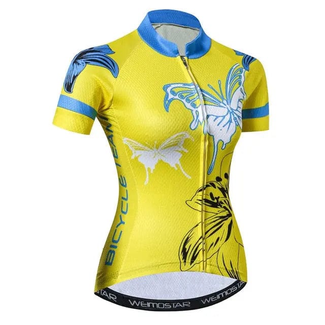 Yellow Butterfly Women's Short Sleeve Cycling Jersey