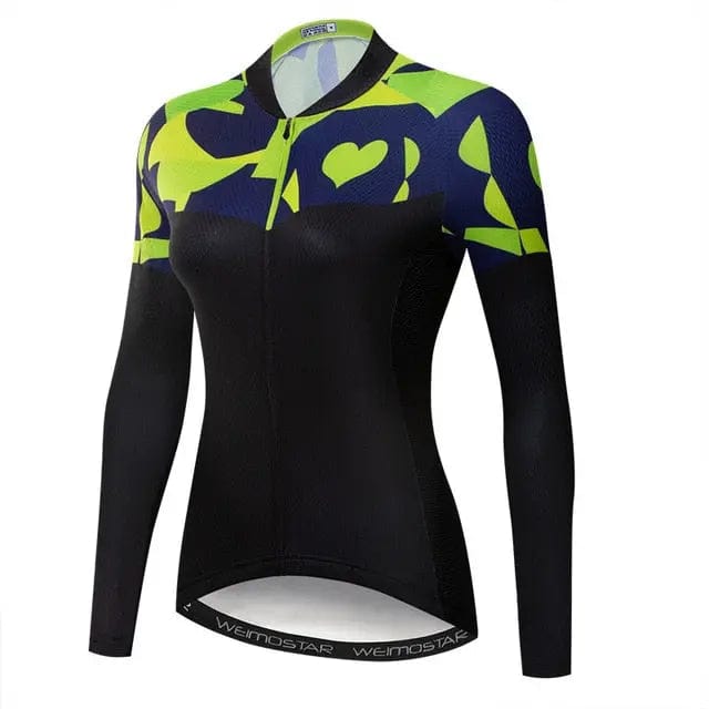 Black & Green Women's Long Sleeve Cycling Jersey