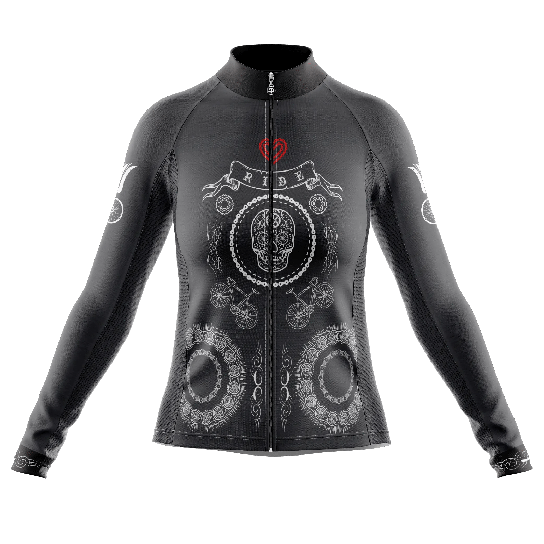 Skull & Gears Slate Grey Long Sleeve Cycling Jersey  