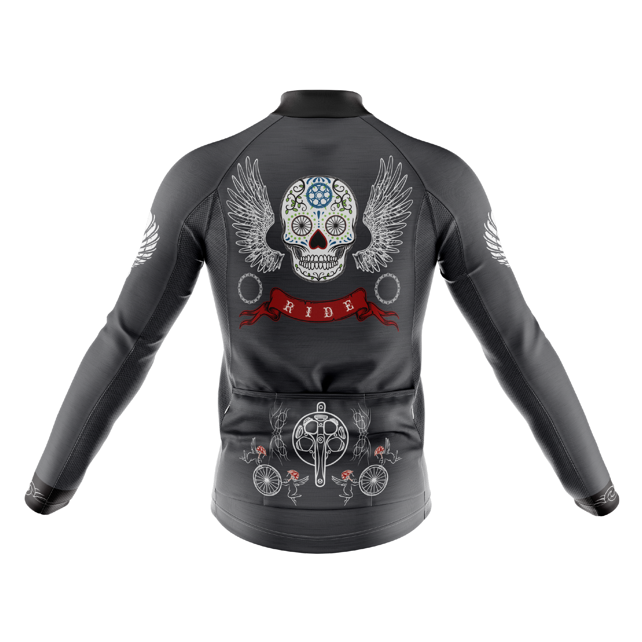 Skull & Gears Slate Grey Long Sleeve Cycling Jersey