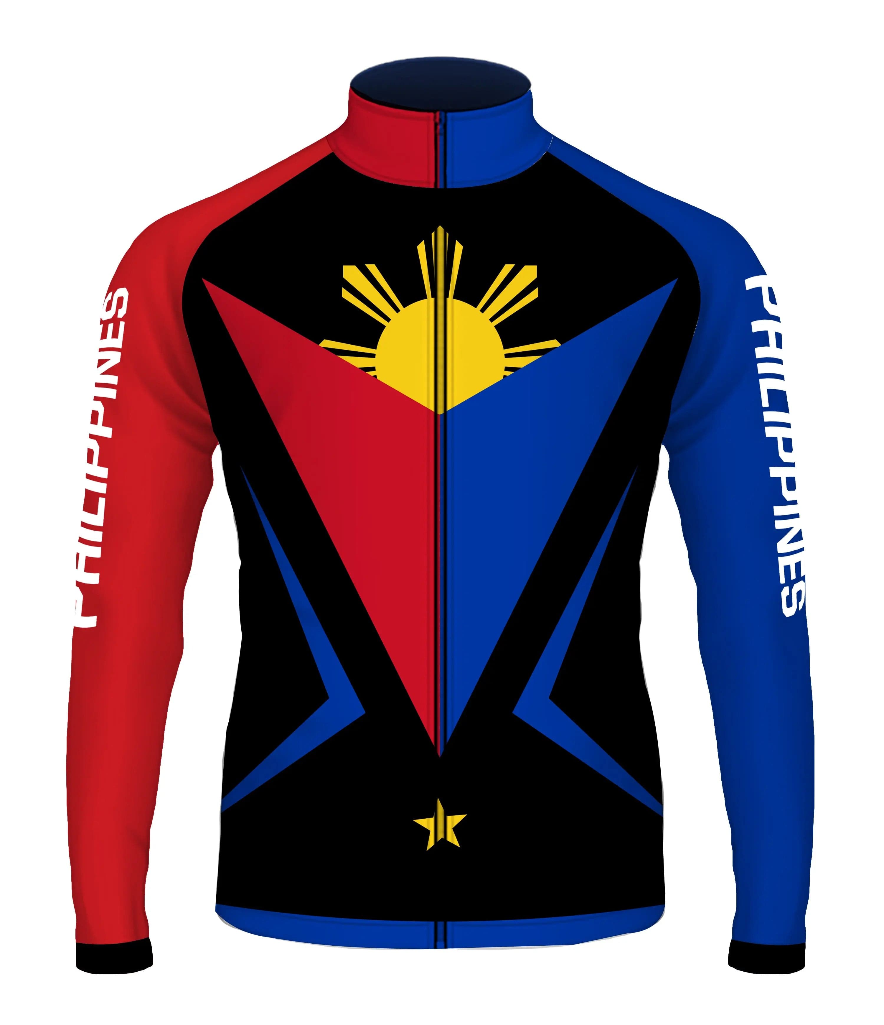 Team Philippines Black Long Sleeve Cycling Jersey  