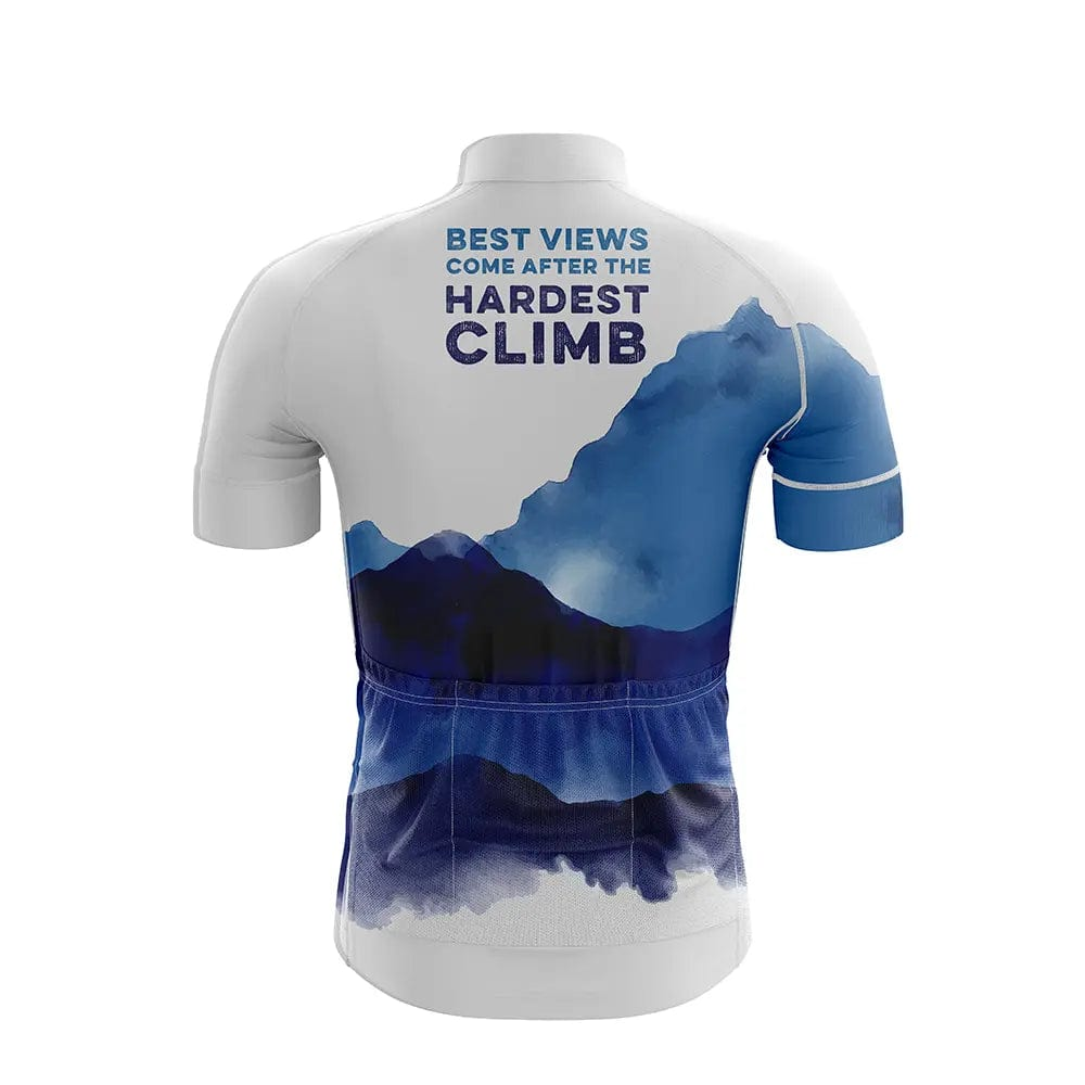 Best Views Come After The Hardest Climb White Short Sleeve Cycling Jersey  