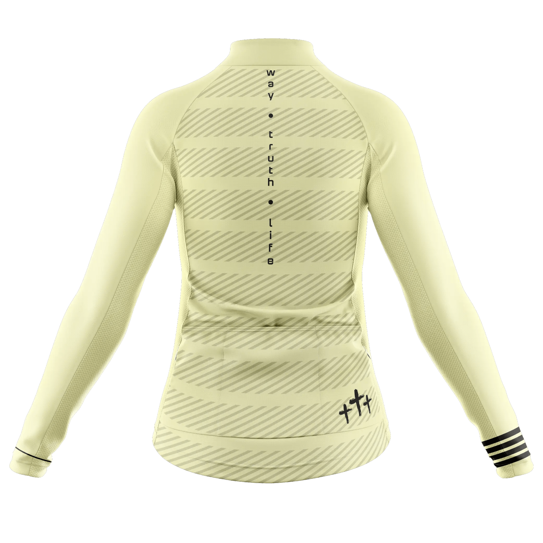 Faith Cream Color Long Sleeve Cycling Jersey  
