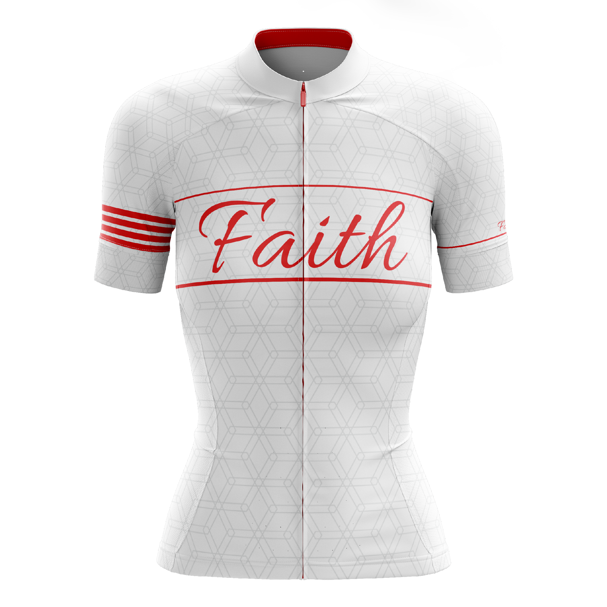 Faith White & Red Short Sleeve Cycling Jersey