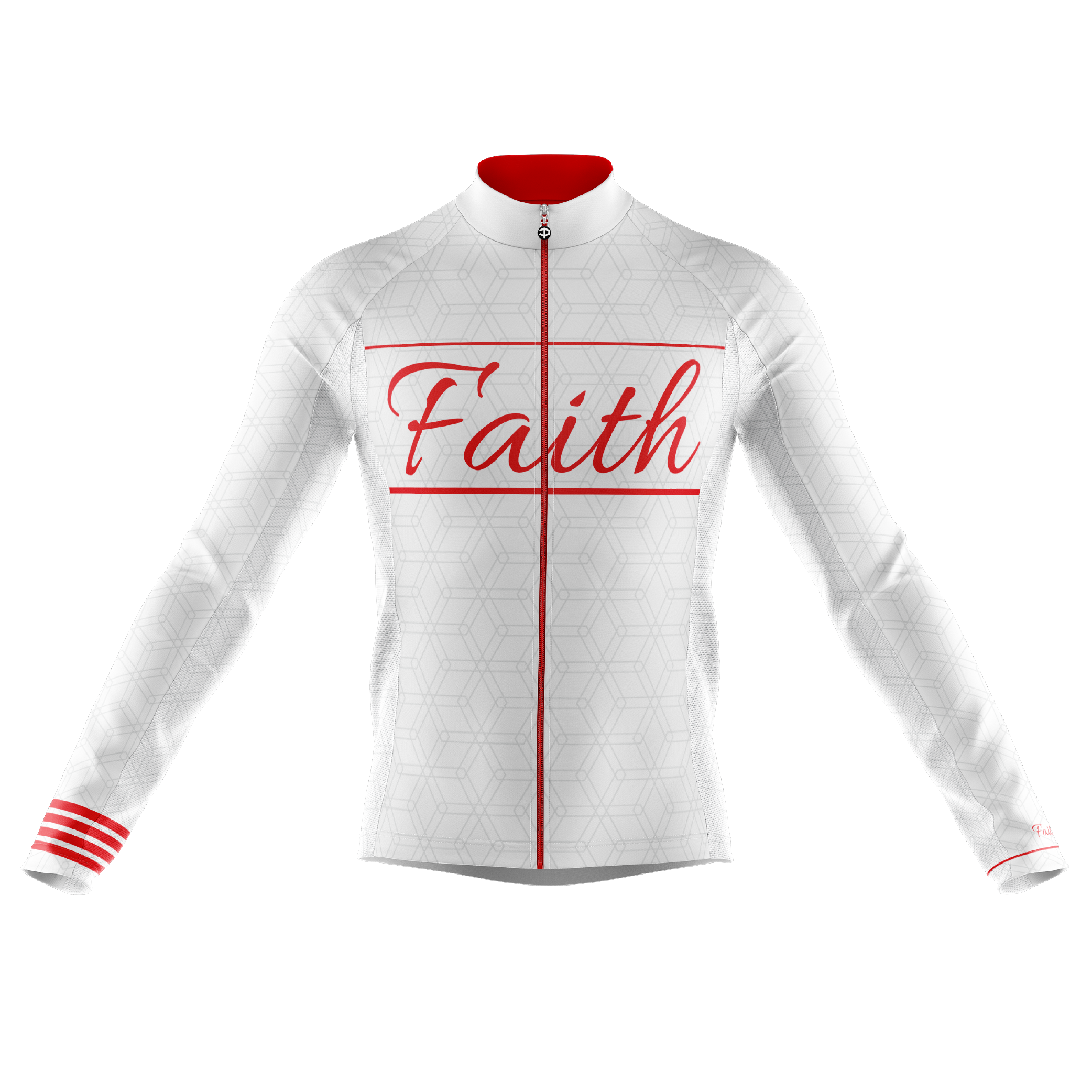 Faith White & Red Long Sleeve Cycling Jersey