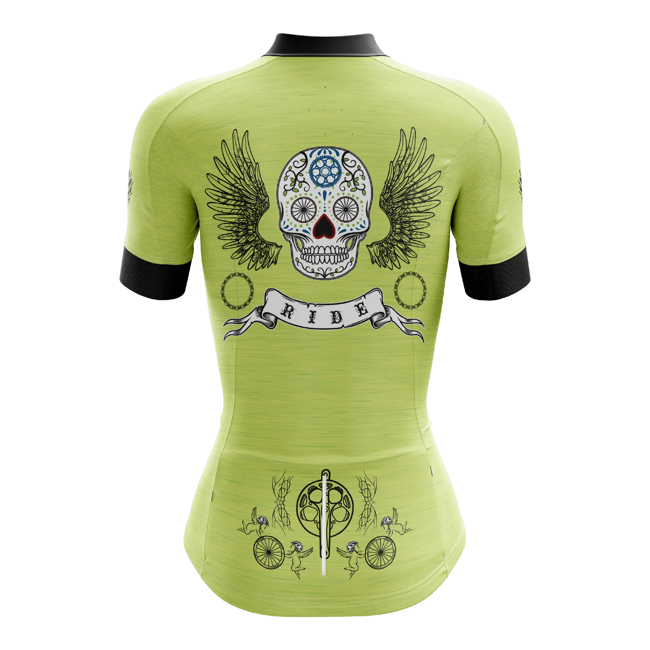 Skull & Gears Green Short Sleeve Cycling Jersey  