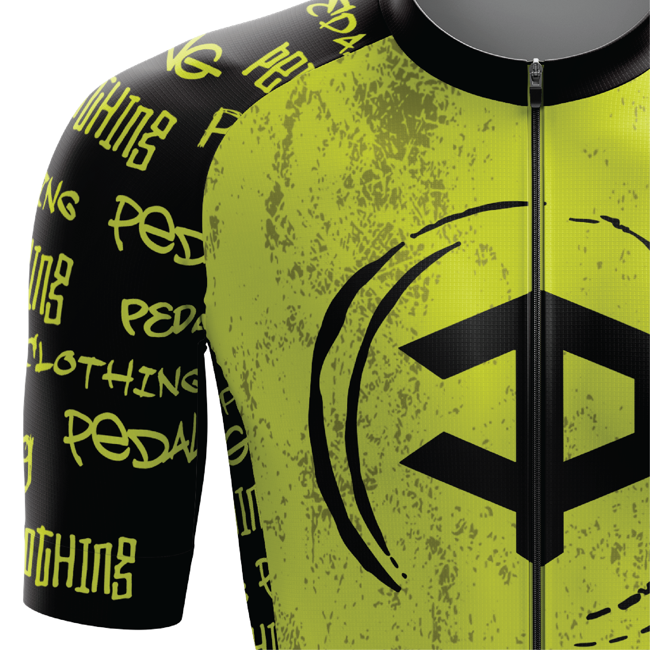 Men's Yellow Grunge V2 Short Sleeve Cycling Jersey