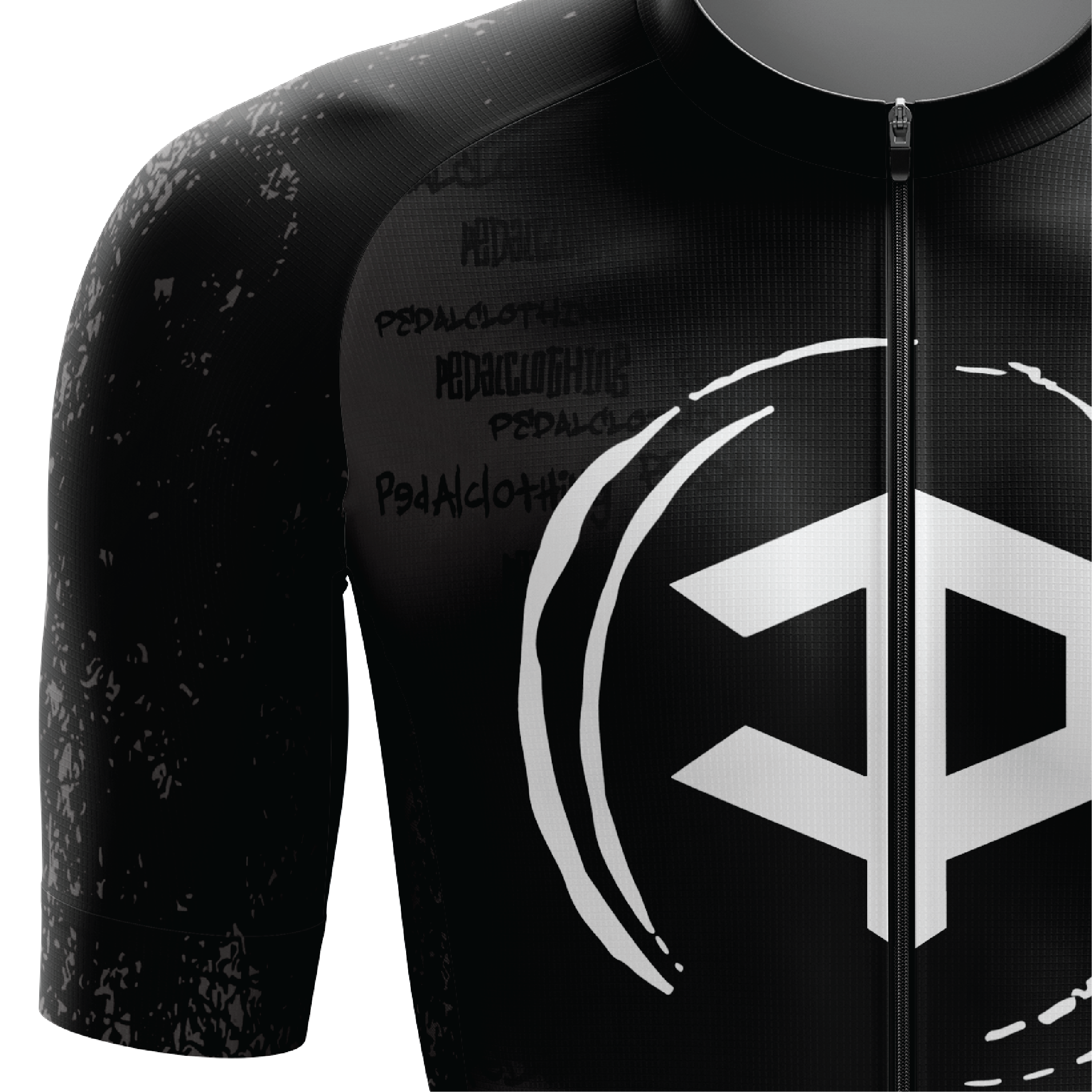 Men's Black Grunge V4 Short Sleeve Cycling Jersey