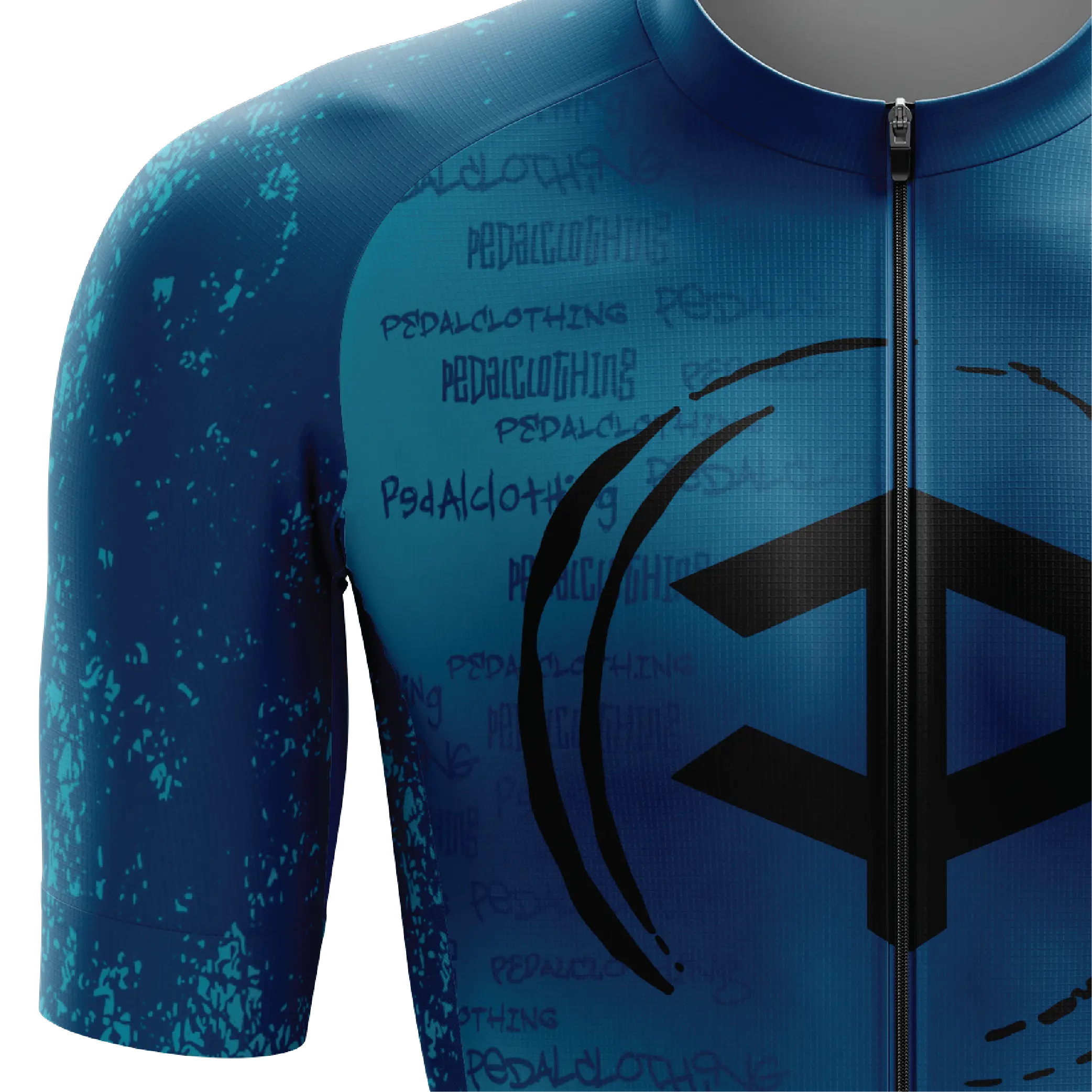 Men's Blue Grunge V4 Short Sleeve Cycling Jersey  