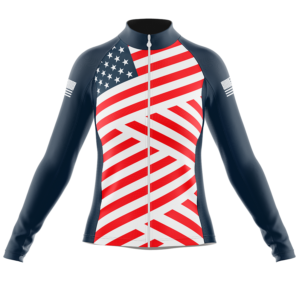 USA V8 Long Sleeve Cycling Jersey