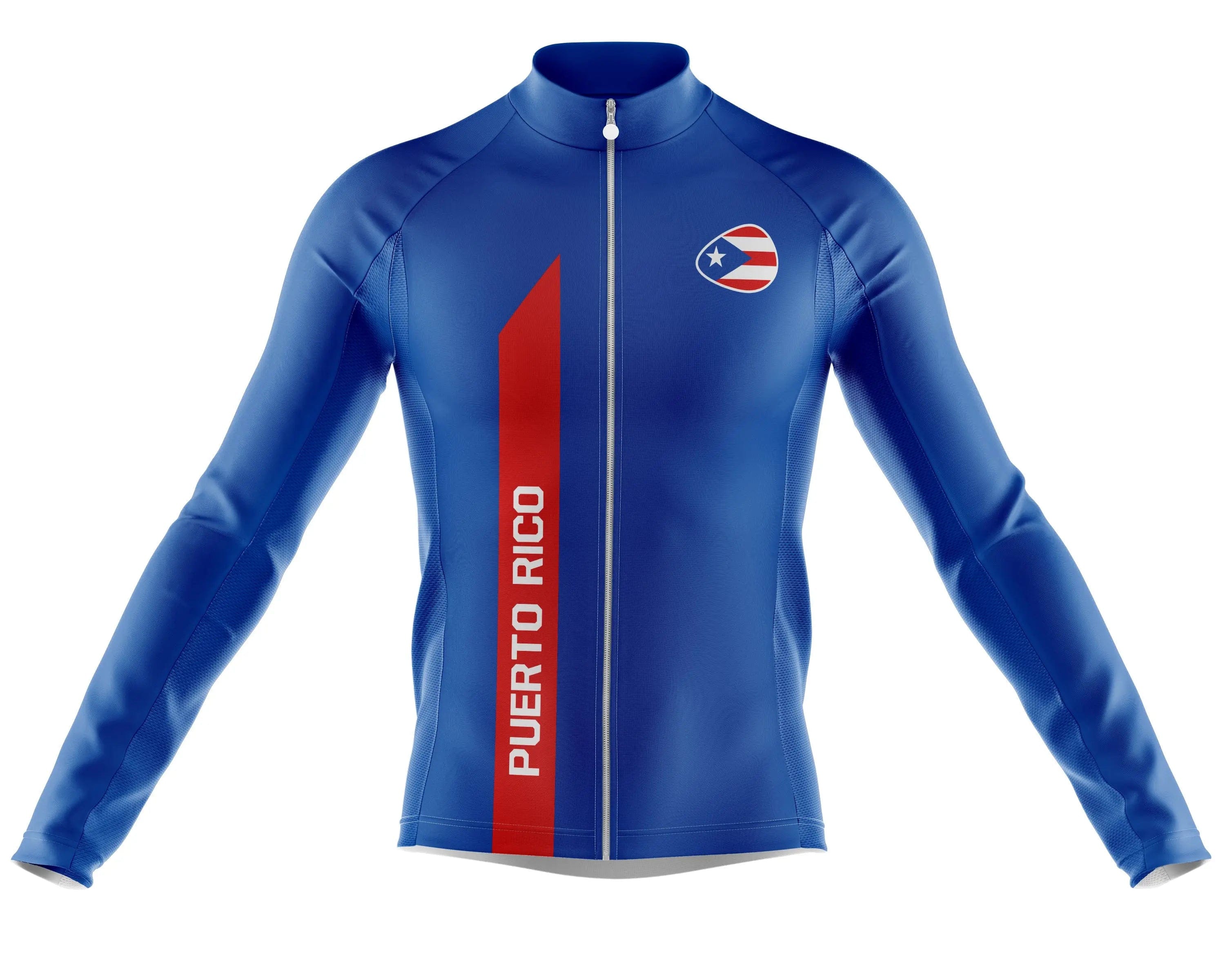 Team Puerto Rico Blue Long Sleeve Cycling Jersey  