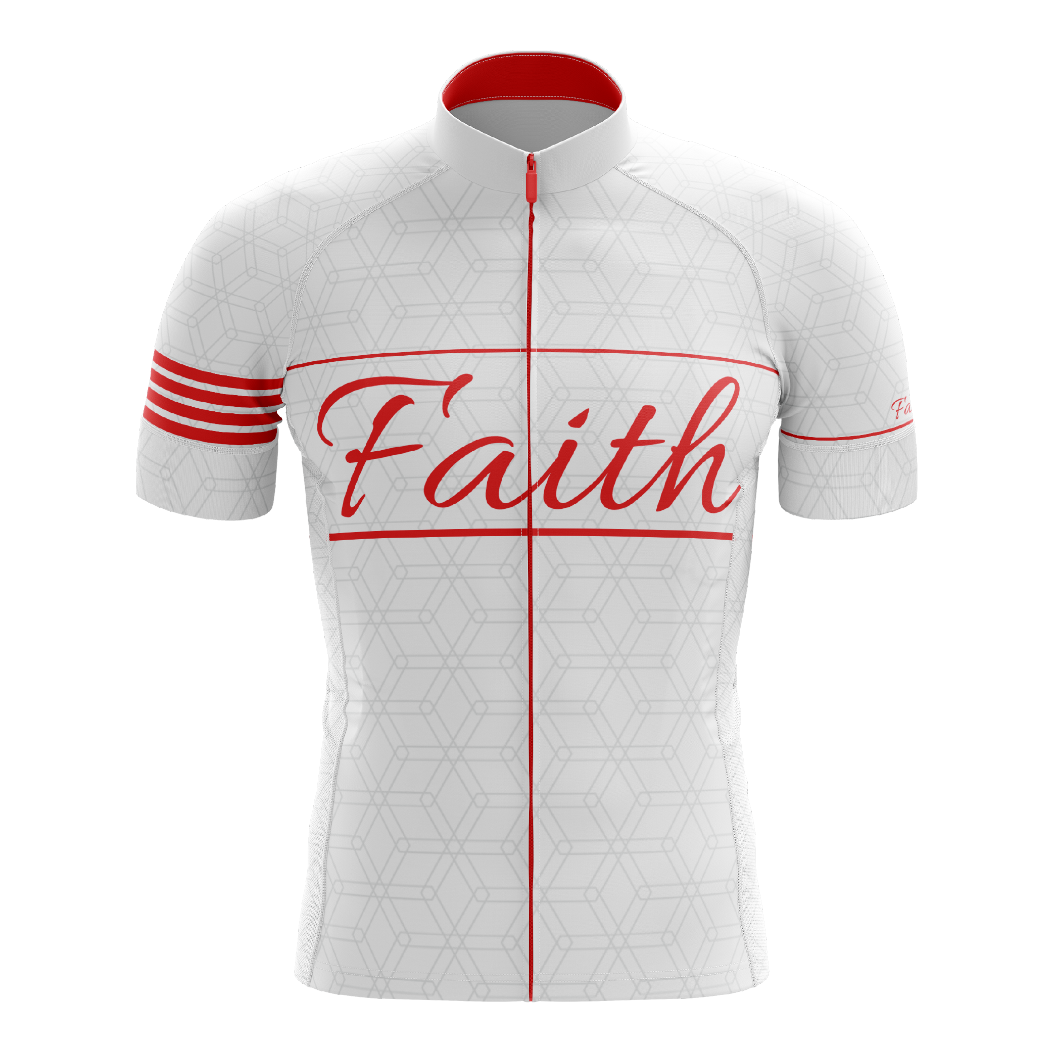 Faith White & Red Short Sleeve Cycling Jersey