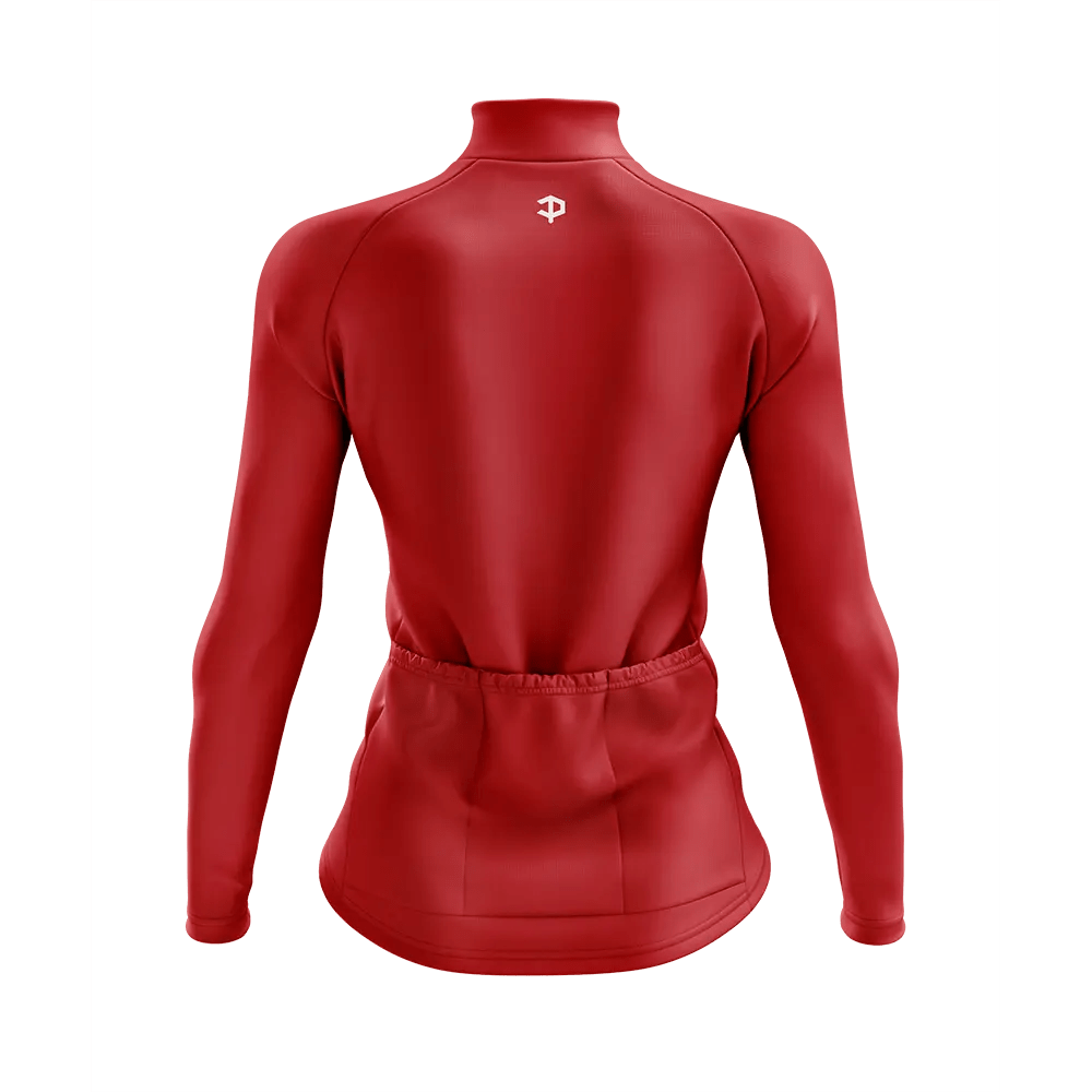 Women's V For Velo Red Long Sleeve Cycling Jersey  
