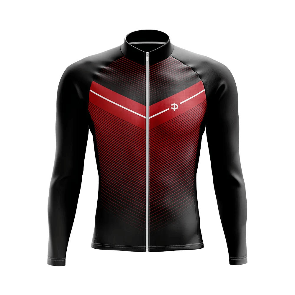Men's V For Velo Black Long Sleeve Cycling Jersey  