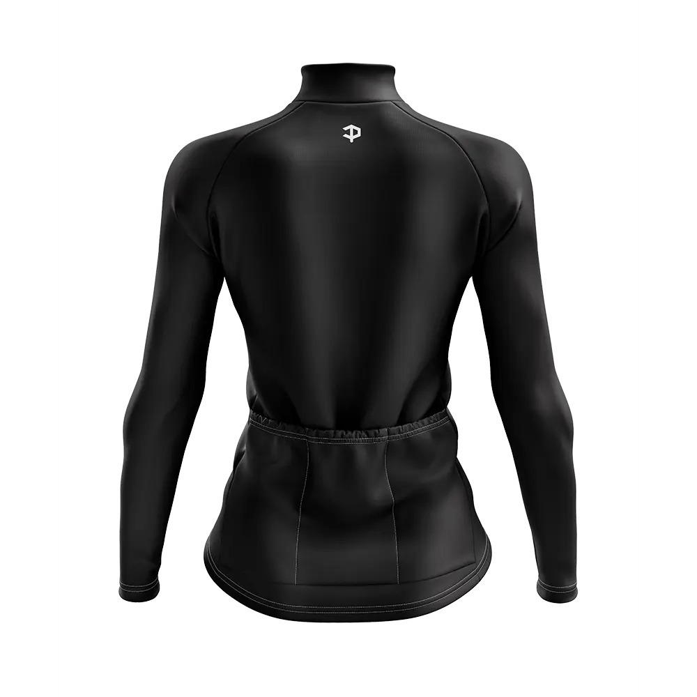 Women's V For Velo Black Long Sleeve Cycling Jersey  