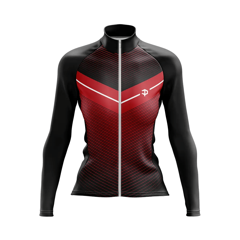 Women's V For Velo Black Long Sleeve Cycling Jersey  